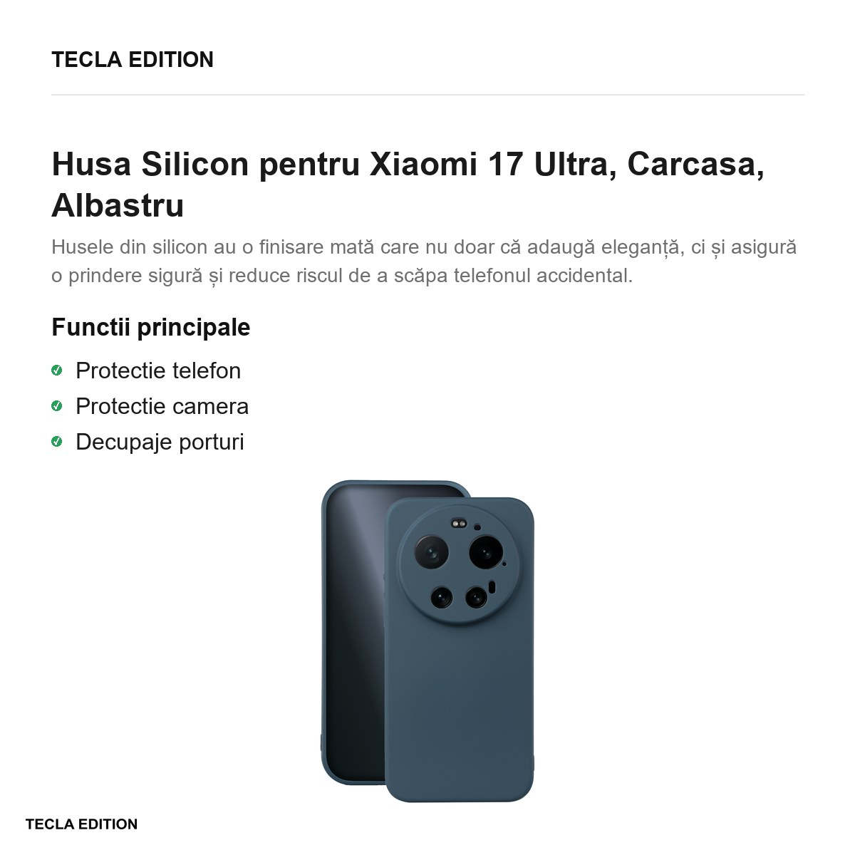 Husa Silicon pentru Xiaomi 17 Ultra, Carcasa, Albastru [2]