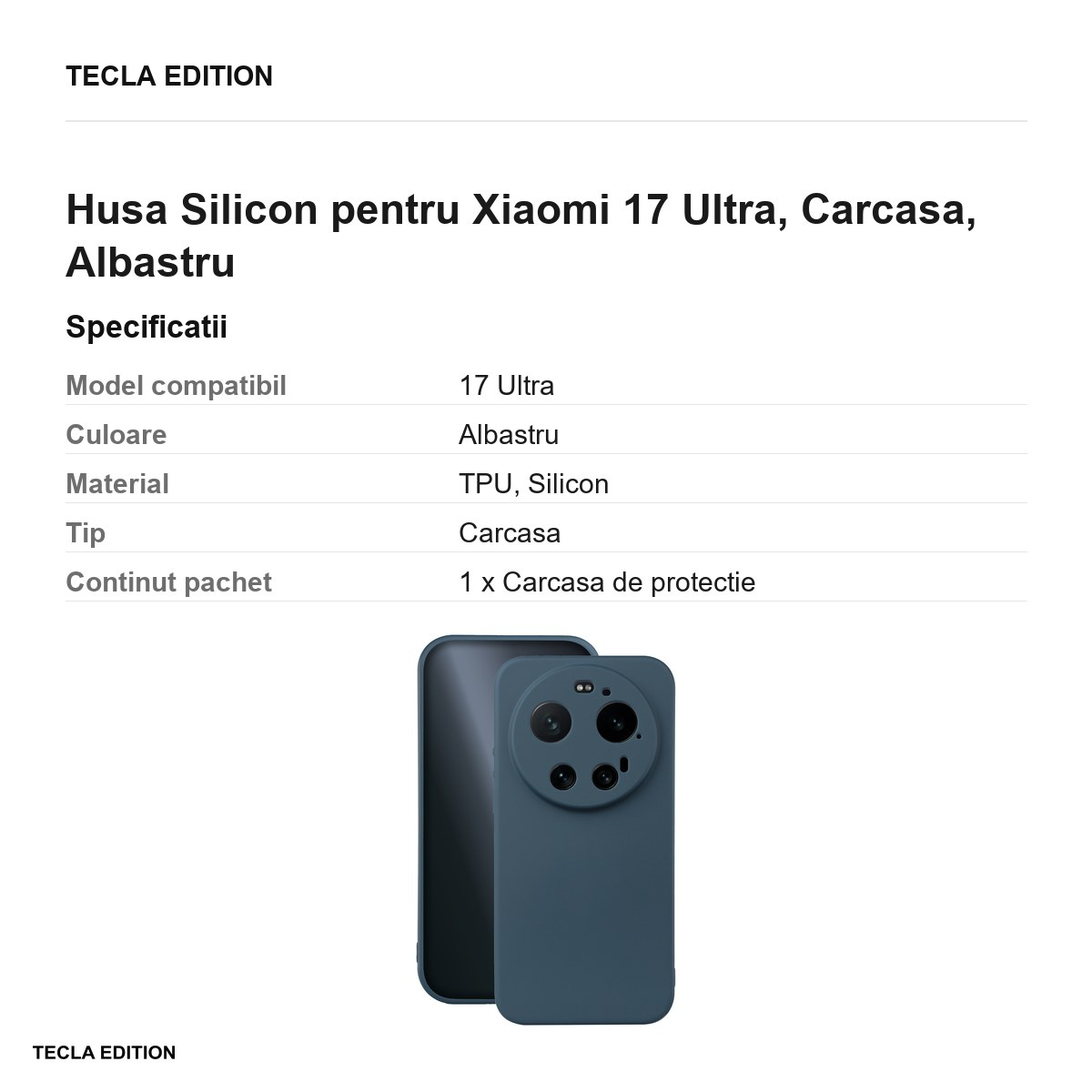 Husa Silicon pentru Xiaomi 17 Ultra, Carcasa, Albastru [3]