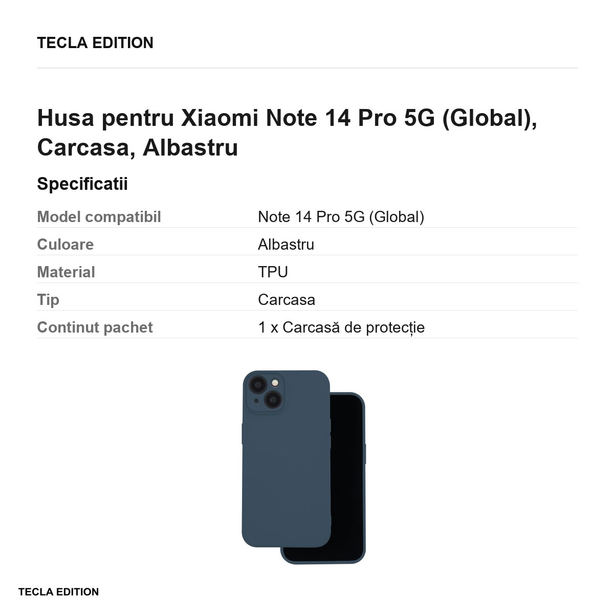 Husa Silicon pentru Xiaomi Note 14 Pro 5G (Global), Carcasa, Albastru [3]
