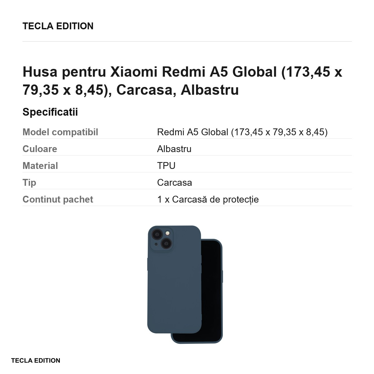 Husa Silicon pentru Xiaomi Redmi A5 Global, Carcasa, Albastru [3]