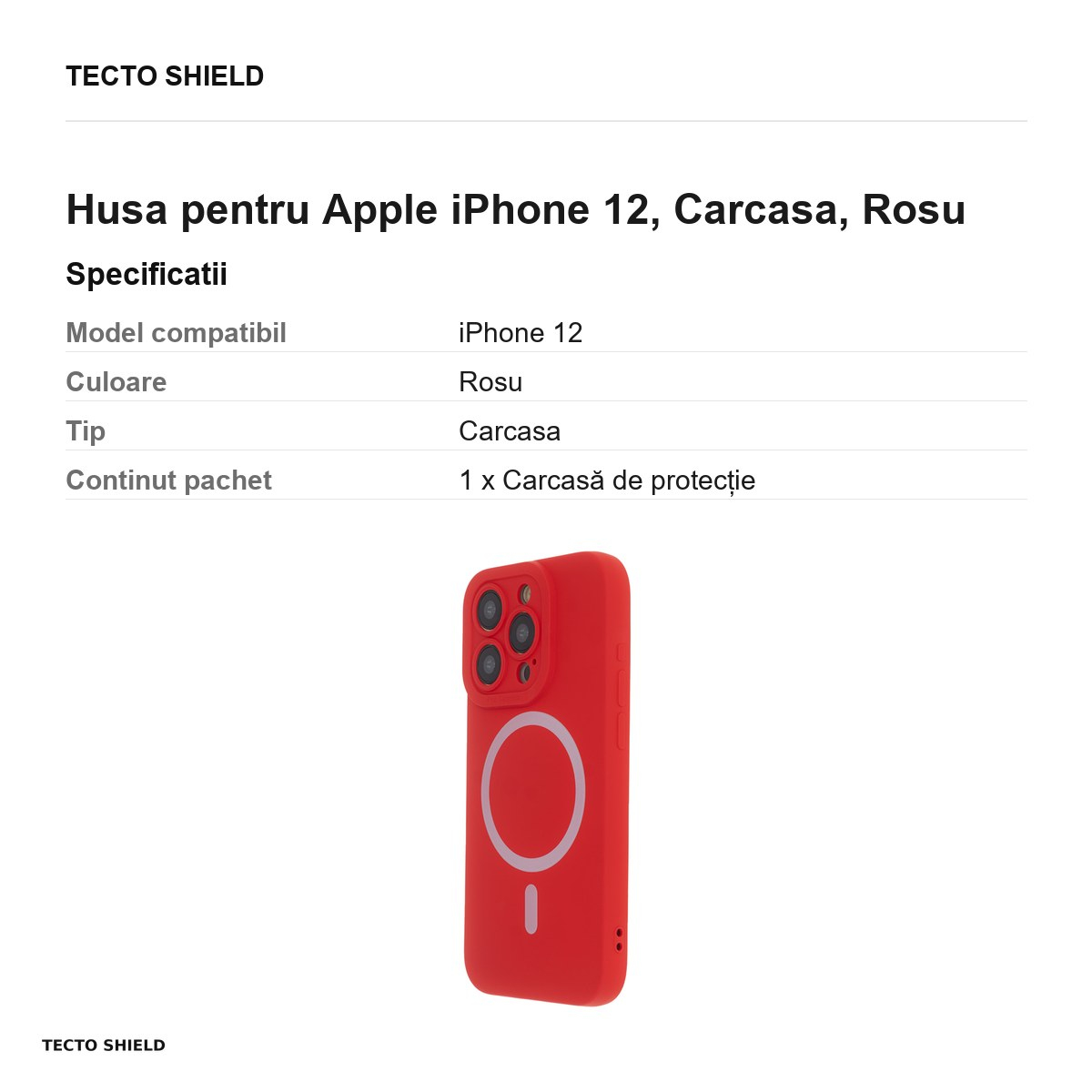 Husa Silicon Soft Mag pentru Apple iPhone 12, Carcasa, Rosu [3]