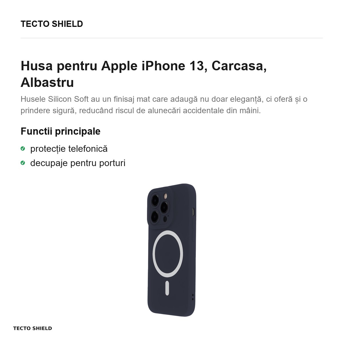 Husa Silicon Soft Mag pentru Apple iPhone 13, Carcasa, Albastru [2]