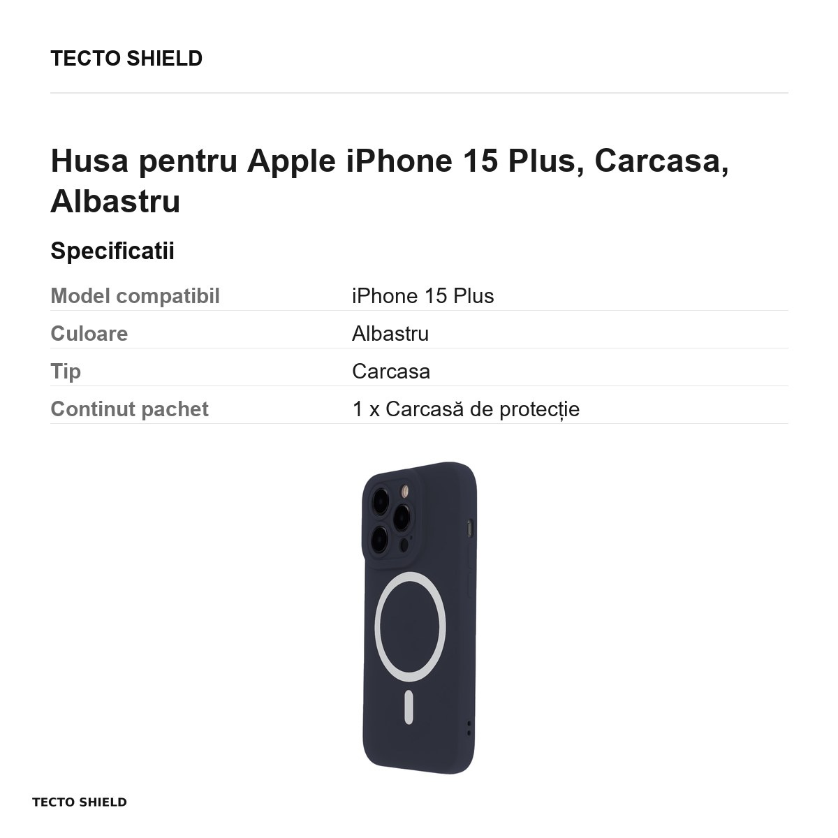 Husa Silicon Soft Mag pentru Apple iPhone 15 Plus, Carcasa, Albastru [3]