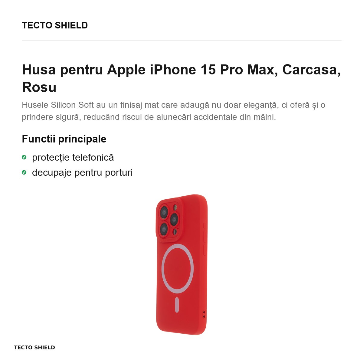 Husa Silicon Soft Mag pentru Apple iPhone 15 Pro Max, Carcasa, Rosu [2]