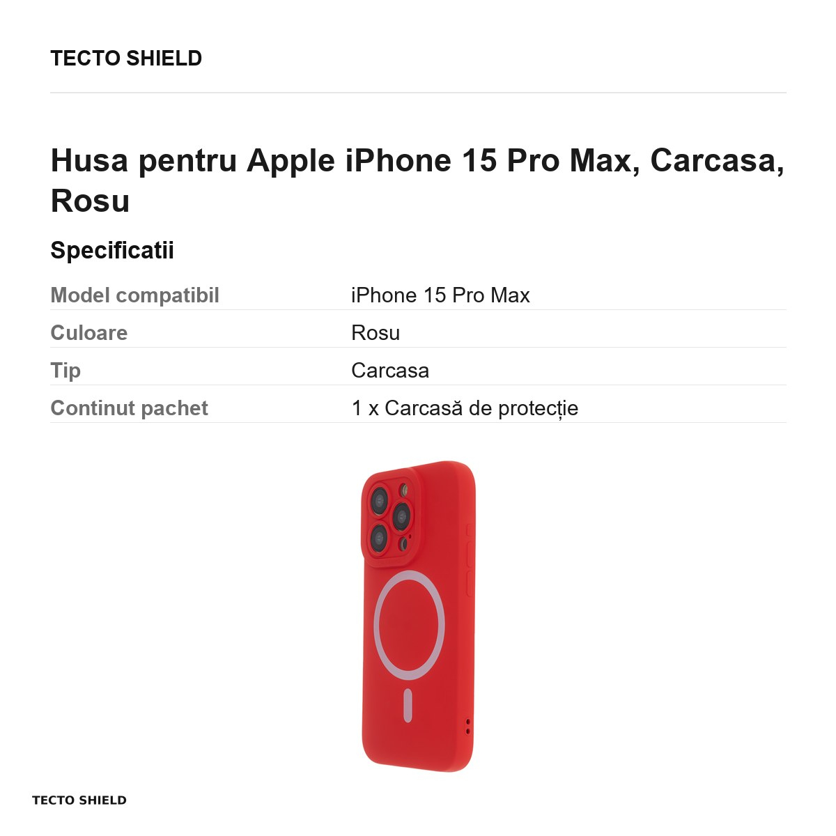 Husa Silicon Soft Mag pentru Apple iPhone 15 Pro Max, Carcasa, Rosu [3]