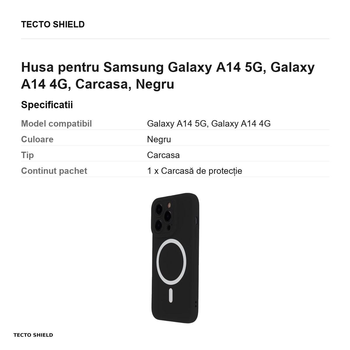 Husa Silicon Soft Mag pentru Samsung Galaxy A14 5G, Galaxy A14 4G, Carcasa, Negru [3]
