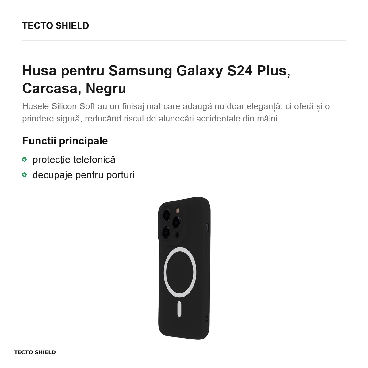 Husa Silicon Soft Mag pentru Samsung Galaxy S24 Plus, Carcasa, Negru [2]