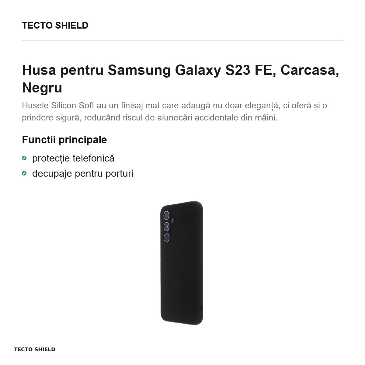 Husa Silicon Soft pentru Samsung Galaxy S23 FE, Carcasa, Negru [2]