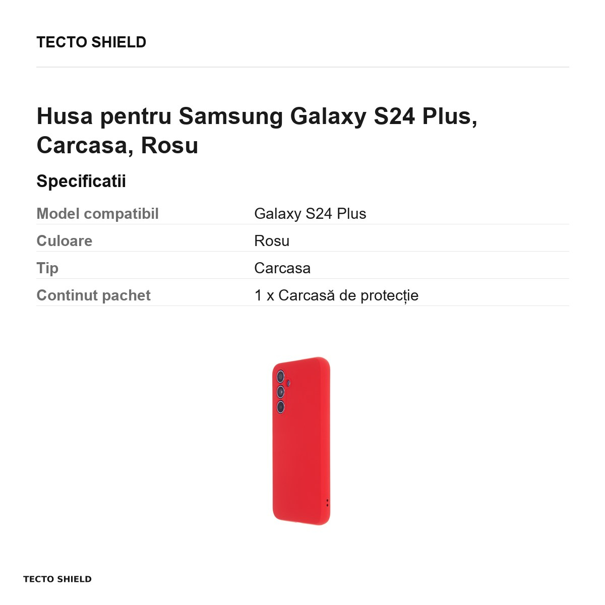 Husa Silicon Soft pentru Samsung Galaxy S24 Plus, Carcasa, Rosu [3]