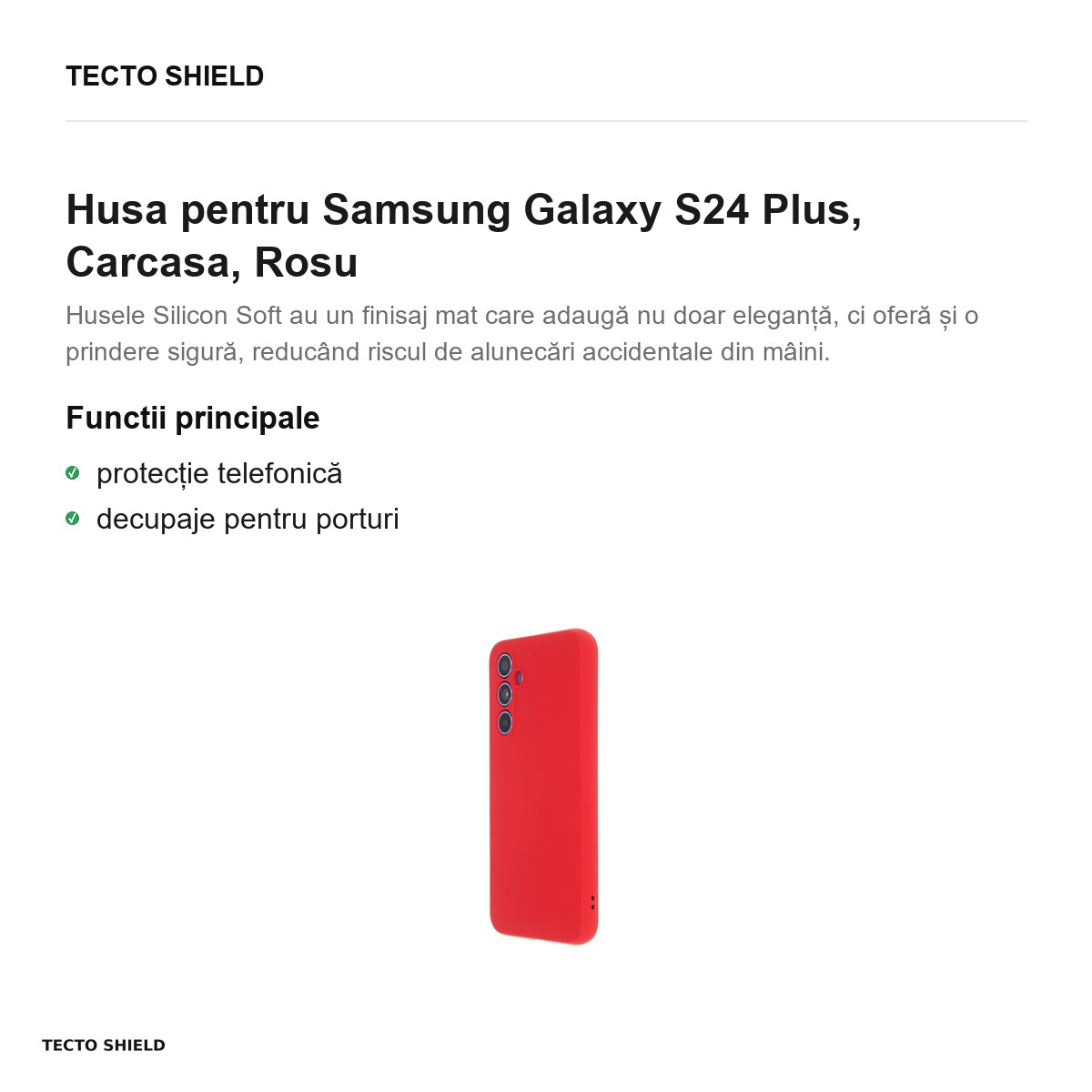 Husa Silicon Soft pentru Samsung Galaxy S24 Plus, Carcasa, Rosu [2]