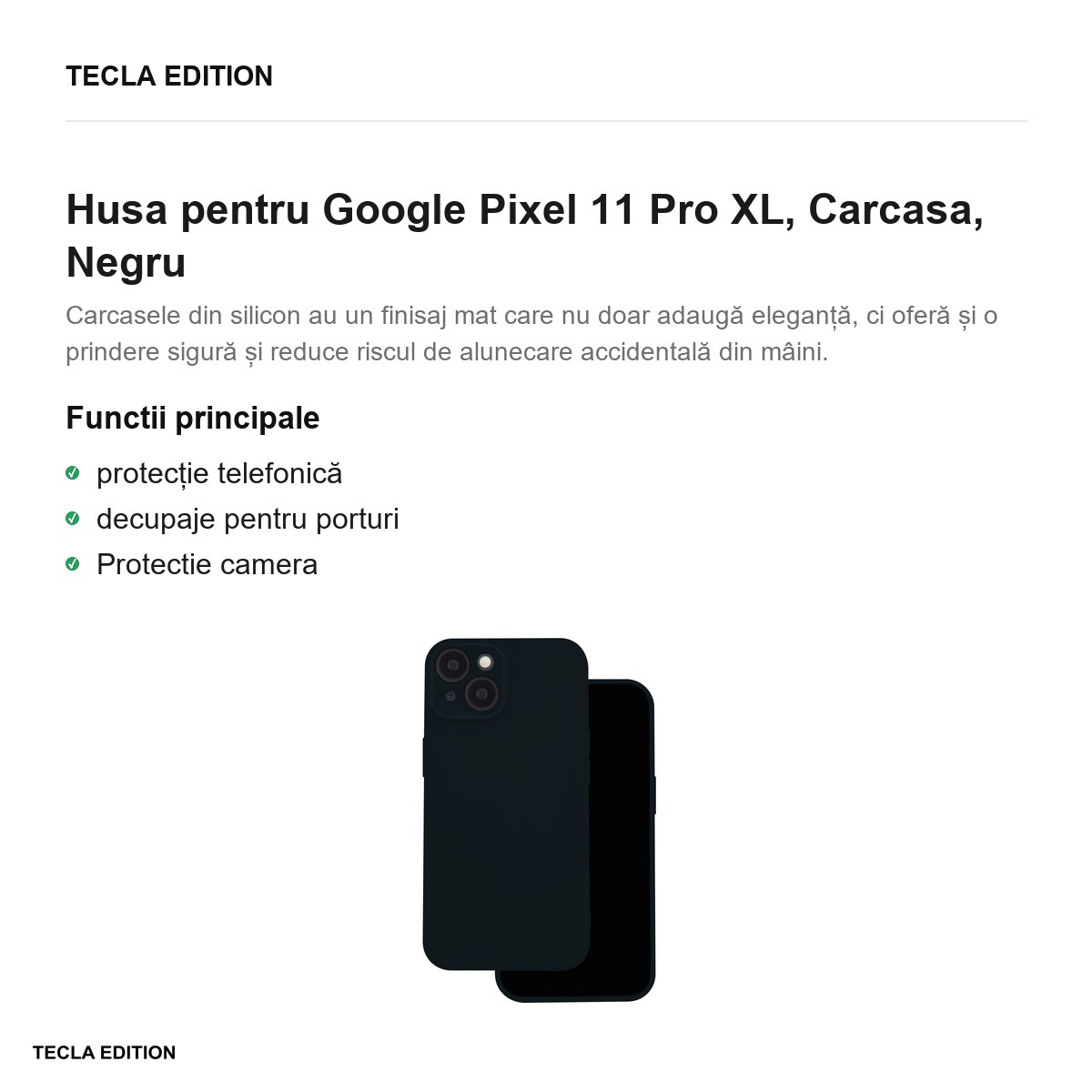 Husa Silicon XL pentru Google Pixel 11 Pro XL, Carcasa, Negru [2]