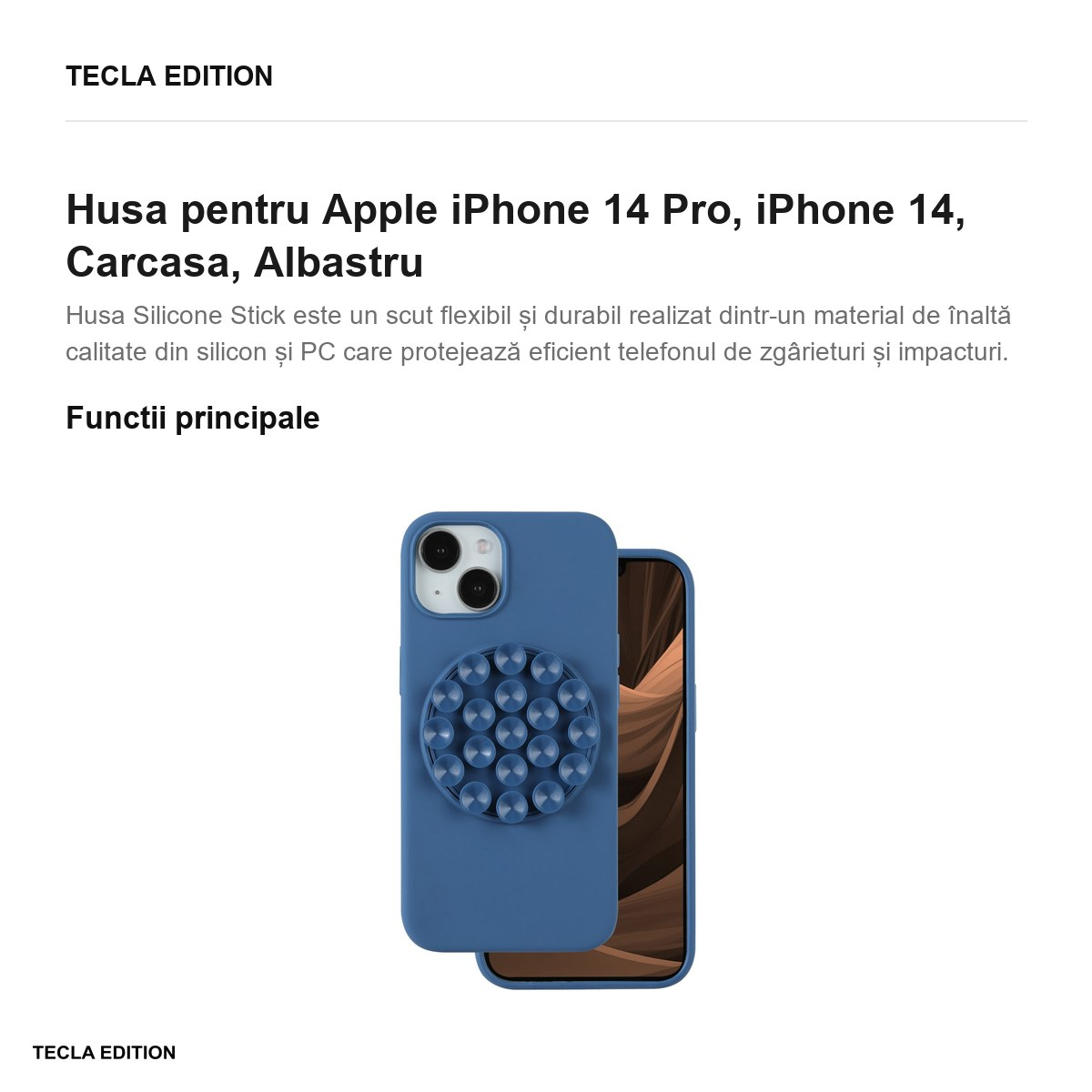 Husa Silicone Stick pentru Apple iPhone 14 Pro, iPhone 14, Carcasa, Albastru [2]
