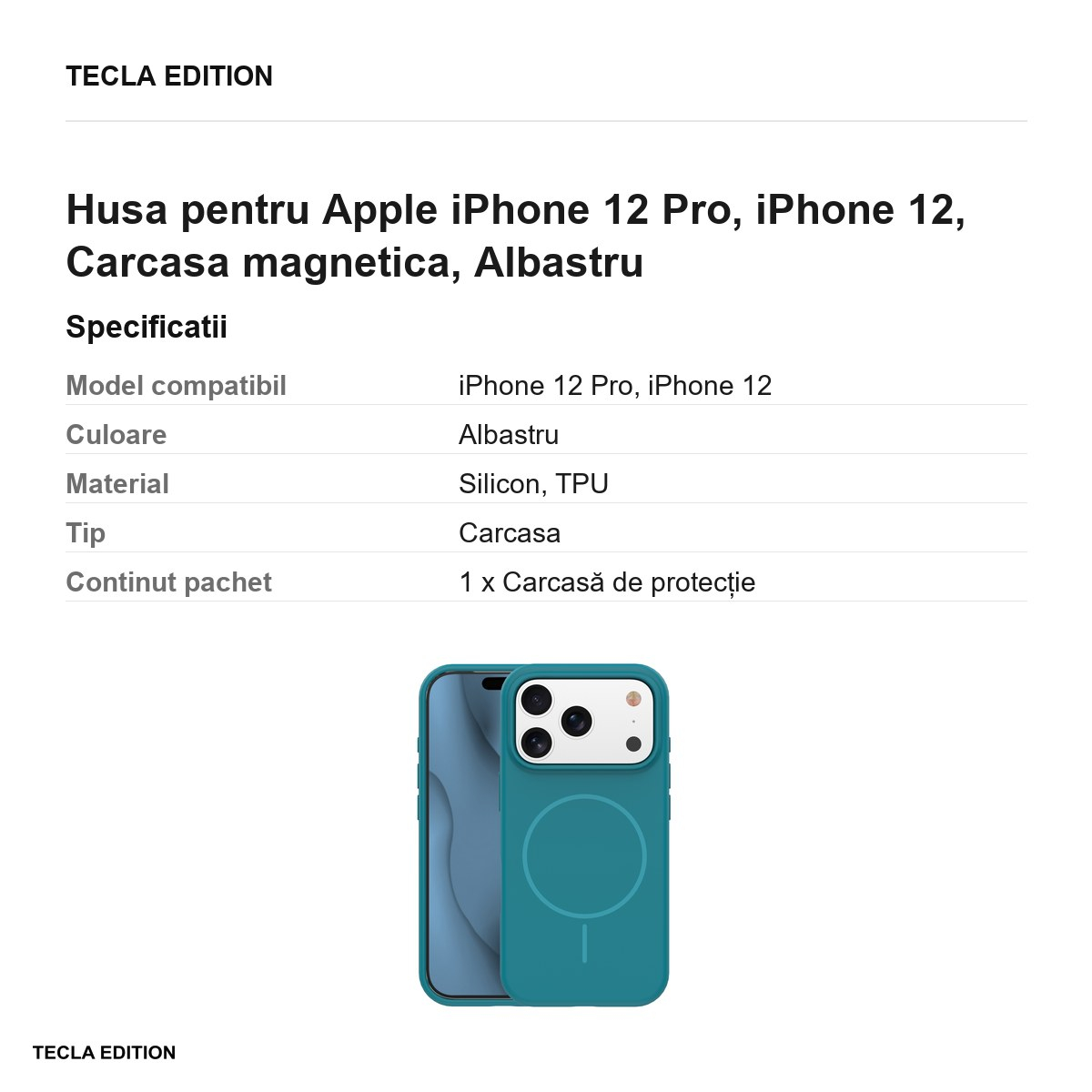 Husa Silicone Thin Mag pentru Apple iPhone 12 Pro, iPhone 12, Carcasa magnetica, Albastru [3]