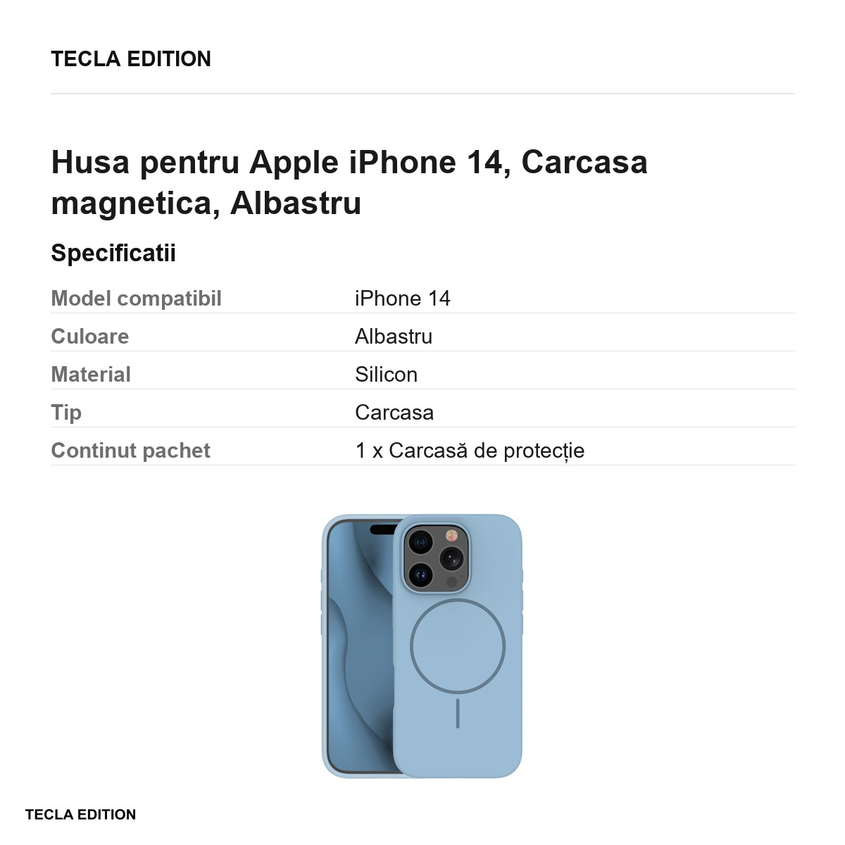 Husa Silicone Thin Mag pentru Apple iPhone 14, Carcasa magnetica, Albastru [3]