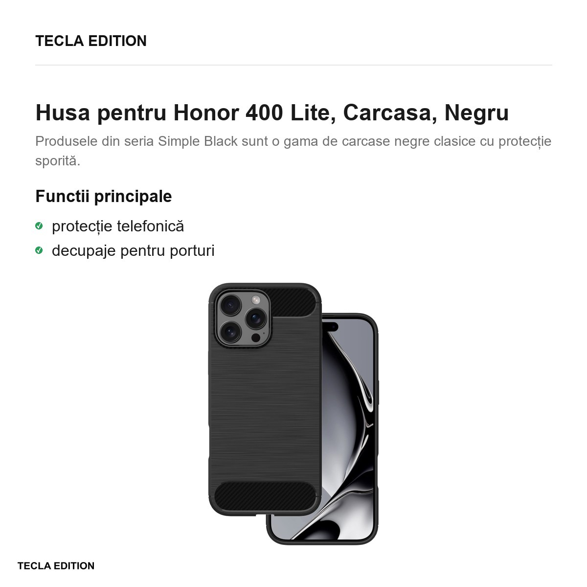 Husa Simple Black pentru Honor 400 Lite, Carcasa, Negru [2]