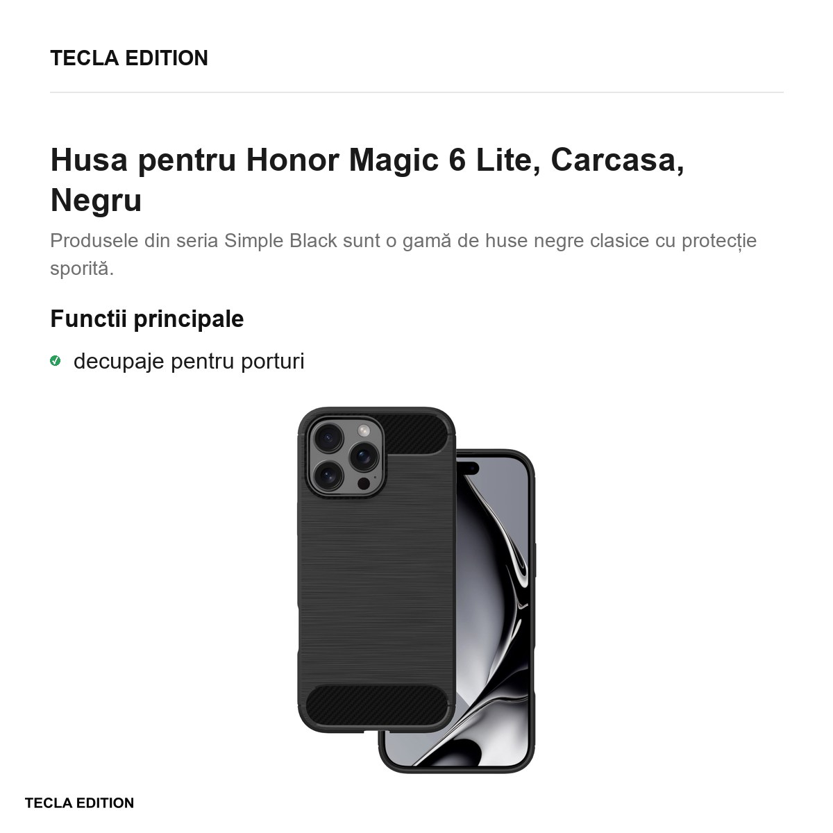 Husa Simple Black pentru Honor Magic 6 Lite, Carcasa, Negru [2]