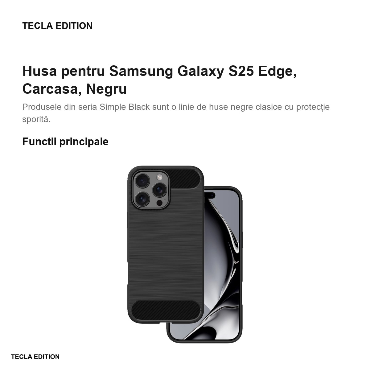 Husa Simple Black pentru Samsung Galaxy S25 Edge, Carcasa, Negru [2]