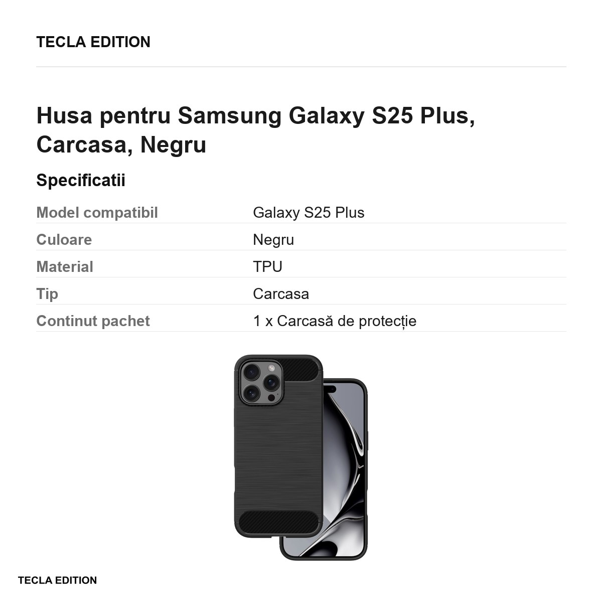 Husa Simple Black pentru Samsung Galaxy S25 Plus, Carcasa, Negru [3]