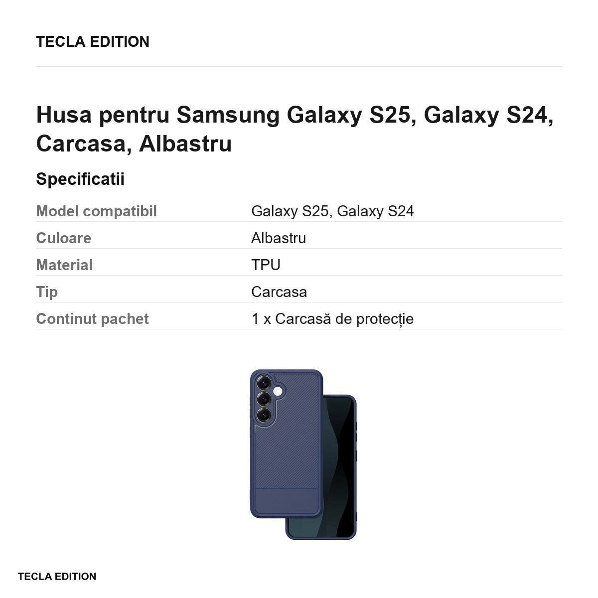 Husa Simple Carbon pentru Samsung Galaxy S25, Galaxy S24, Carcasa, Albastru [3]