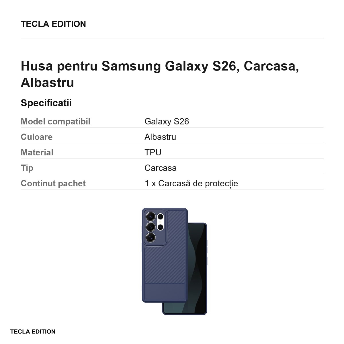 Husa Simple Carbon pentru Samsung Galaxy S26, Carcasa, Albastru [3]