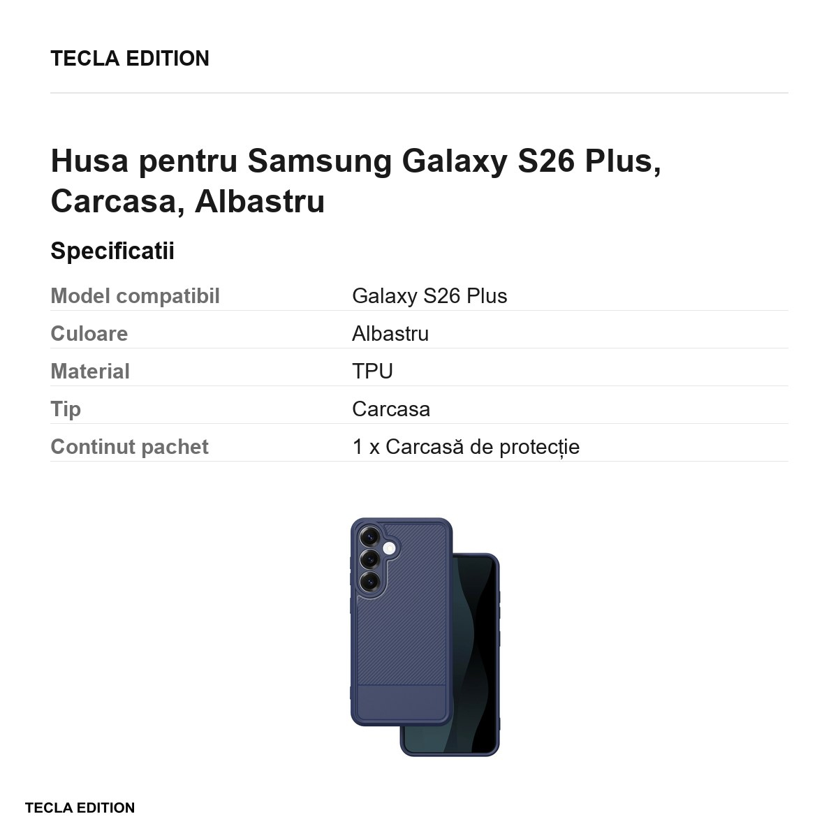 Husa Simple Carbon pentru Samsung Galaxy S26 Plus, Carcasa, Albastru [3]