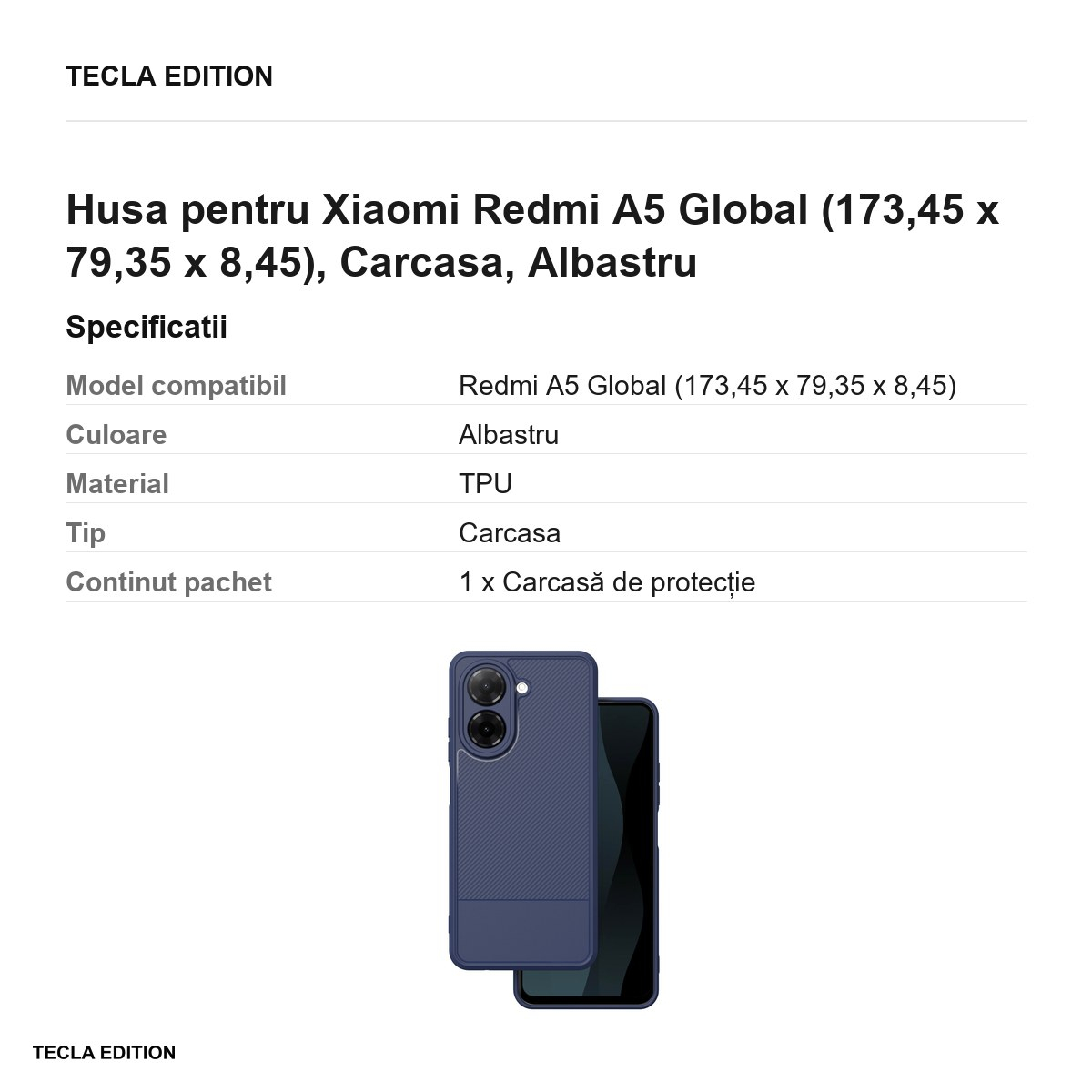 Husa Simple Carbon pentru Xiaomi Redmi A5 Global, Carcasa, Albastru [3]