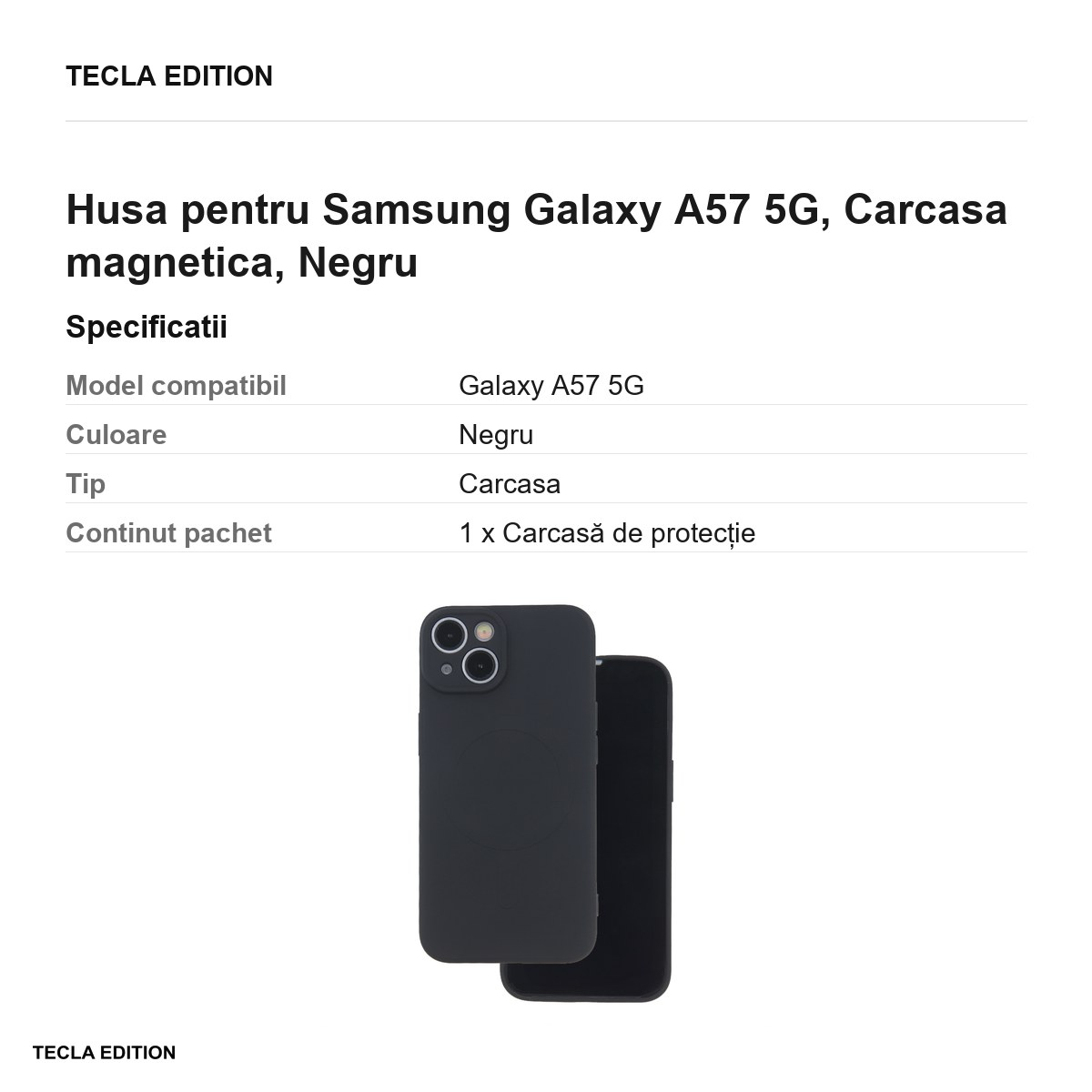 Husa Simple Color Mag pentru Samsung Galaxy A57 5G, Carcasa magnetica, Negru [3]