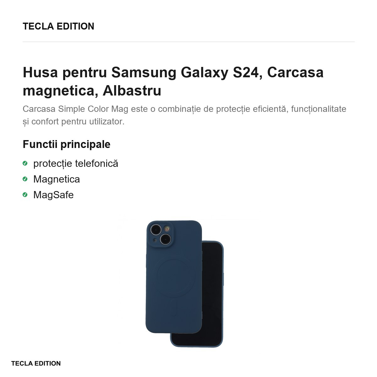 Husa Simple Color Mag pentru Samsung Galaxy S24, Carcasa magnetica, Albastru [2]