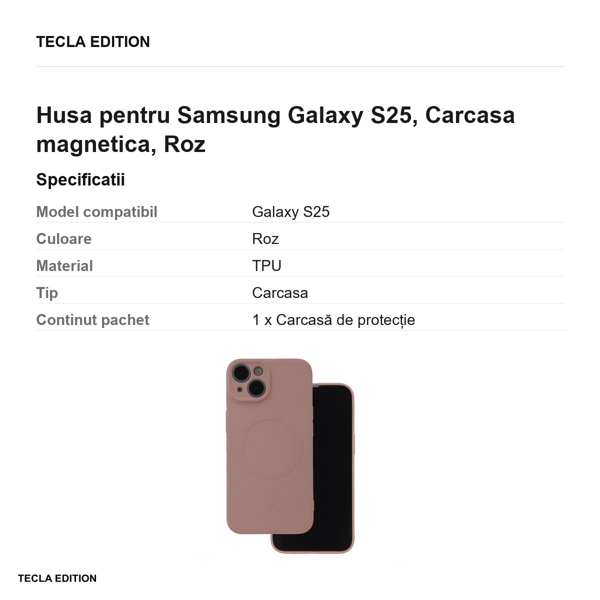 Husa Simple Color Mag pentru Samsung Galaxy S25, Carcasa magnetica, Roz [3]