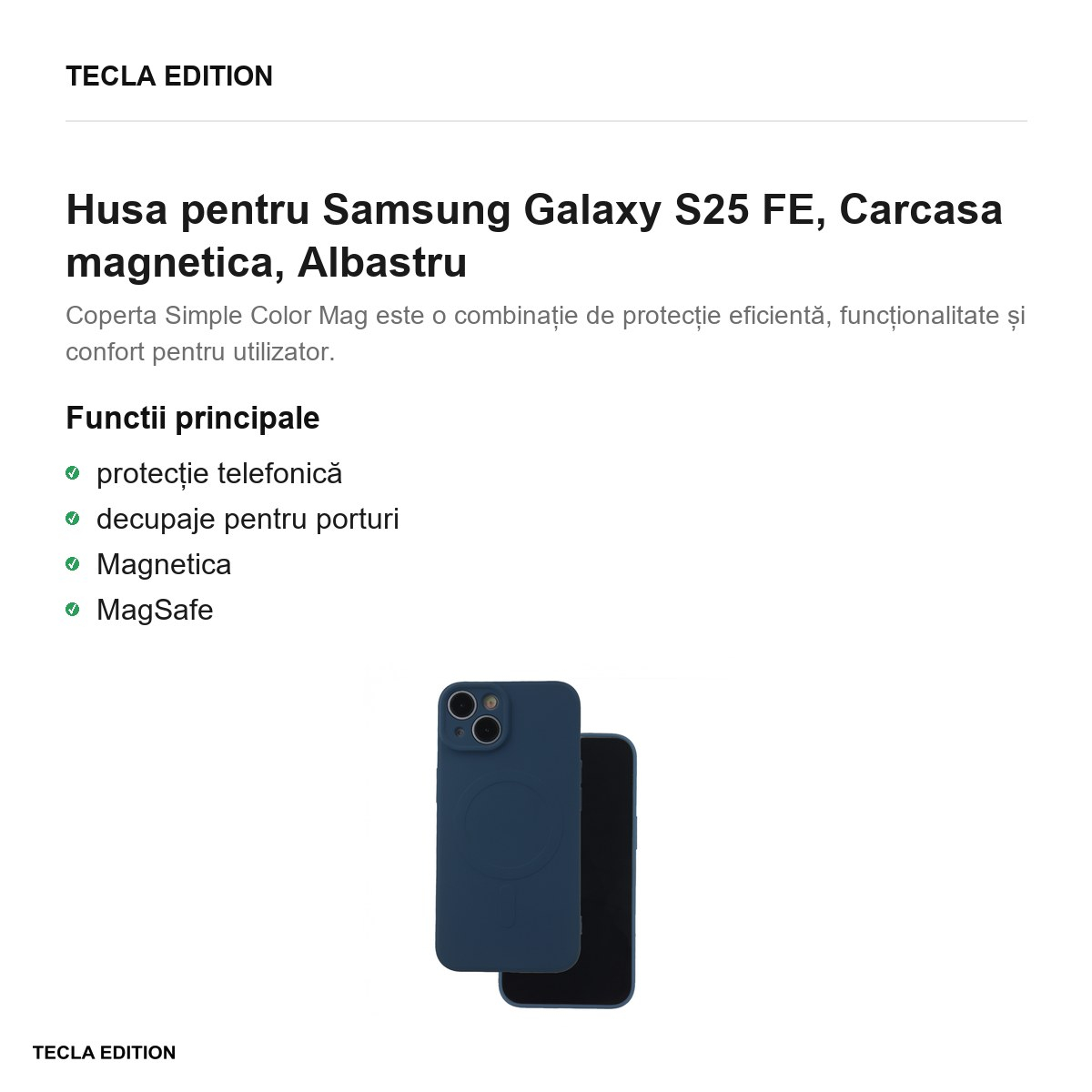 Husa Simple Color Mag pentru Samsung Galaxy S25 FE, Carcasa magnetica, Albastru [2]