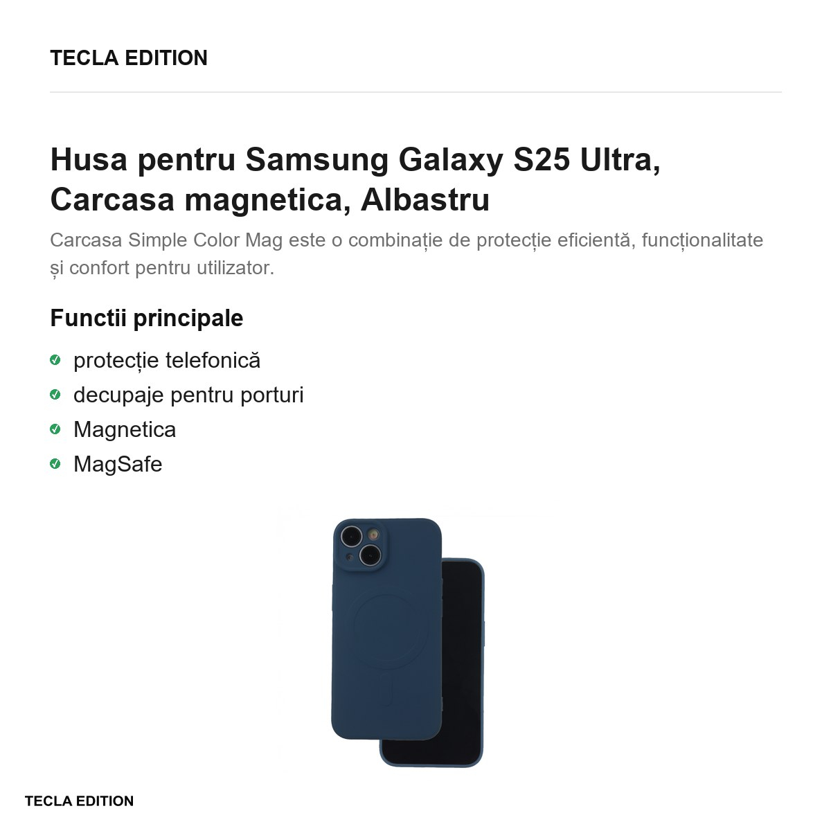 Husa Simple Color Mag pentru Samsung Galaxy S25 Ultra, Carcasa magnetica, Albastru [2]