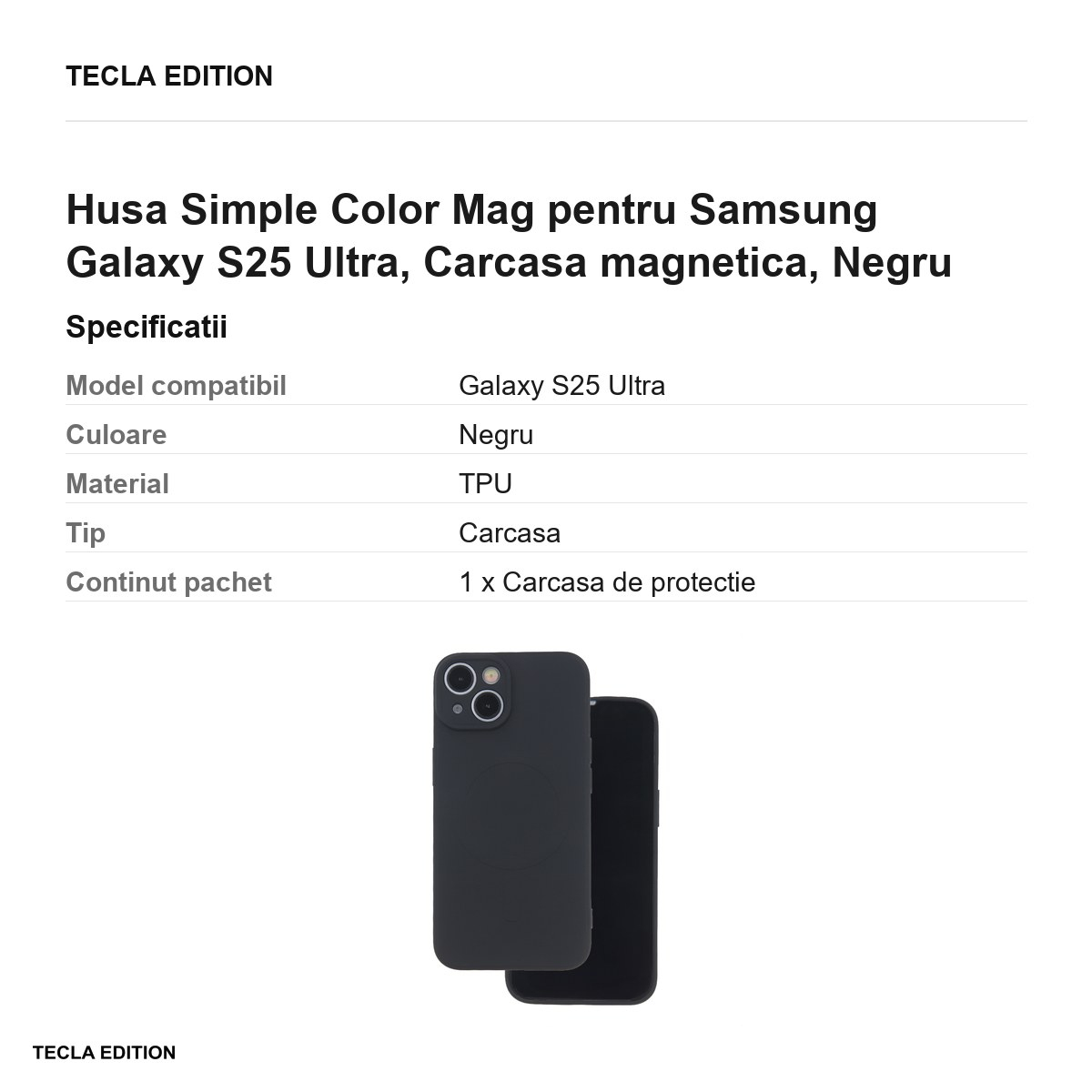 Husa Simple Color Mag pentru Samsung Galaxy S25 Ultra, Carcasa magnetica, Negru [3]