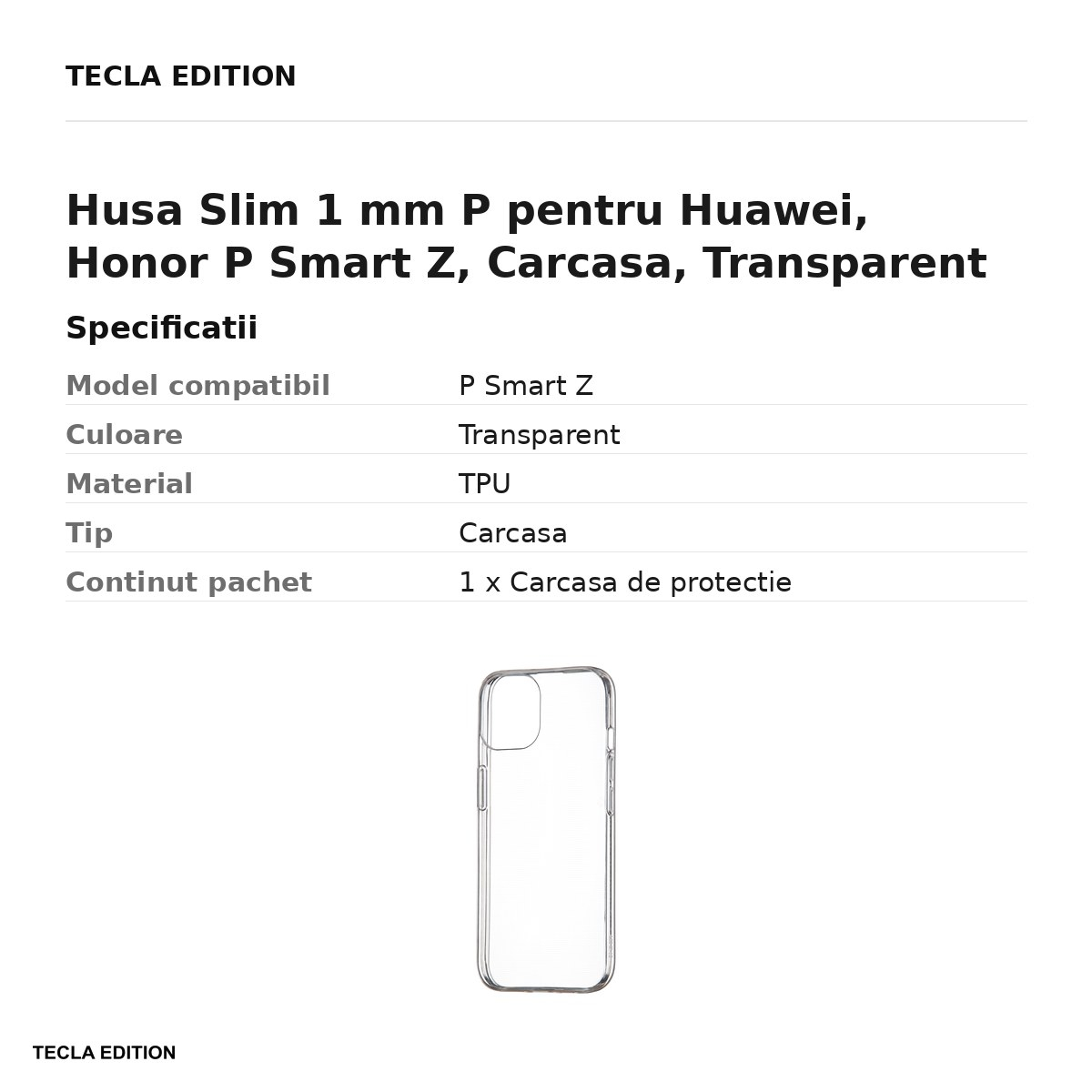 Husa Slim 1 mm P pentru Huawei, Honor P Smart Z, Carcasa, Transparent [3]