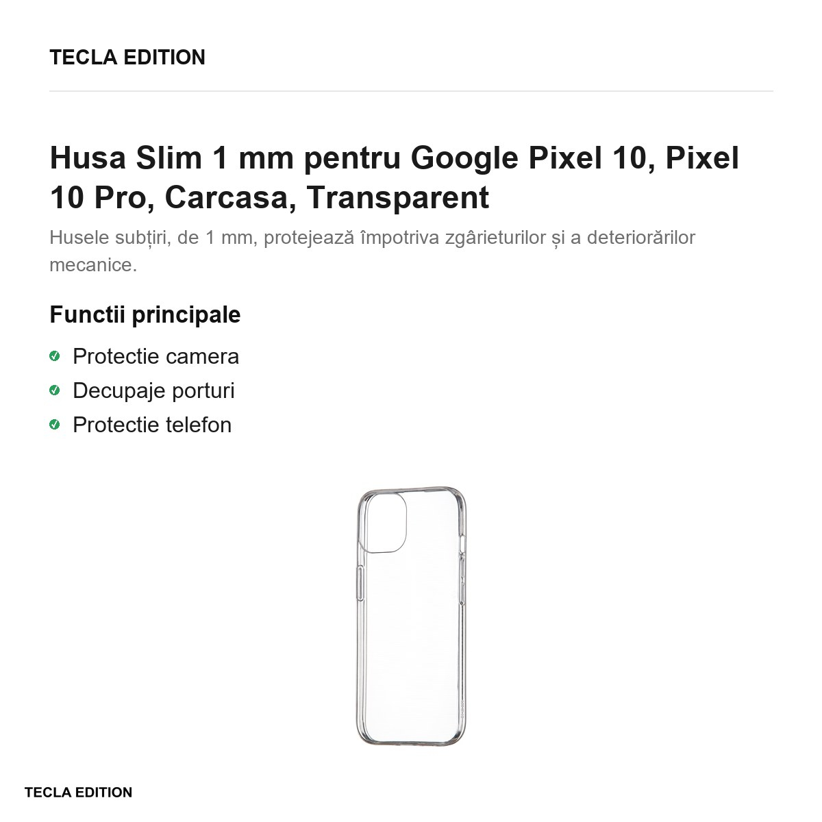 Husa Slim 1 mm pentru Google Pixel 10, Pixel 10 Pro, Carcasa, Transparent [2]