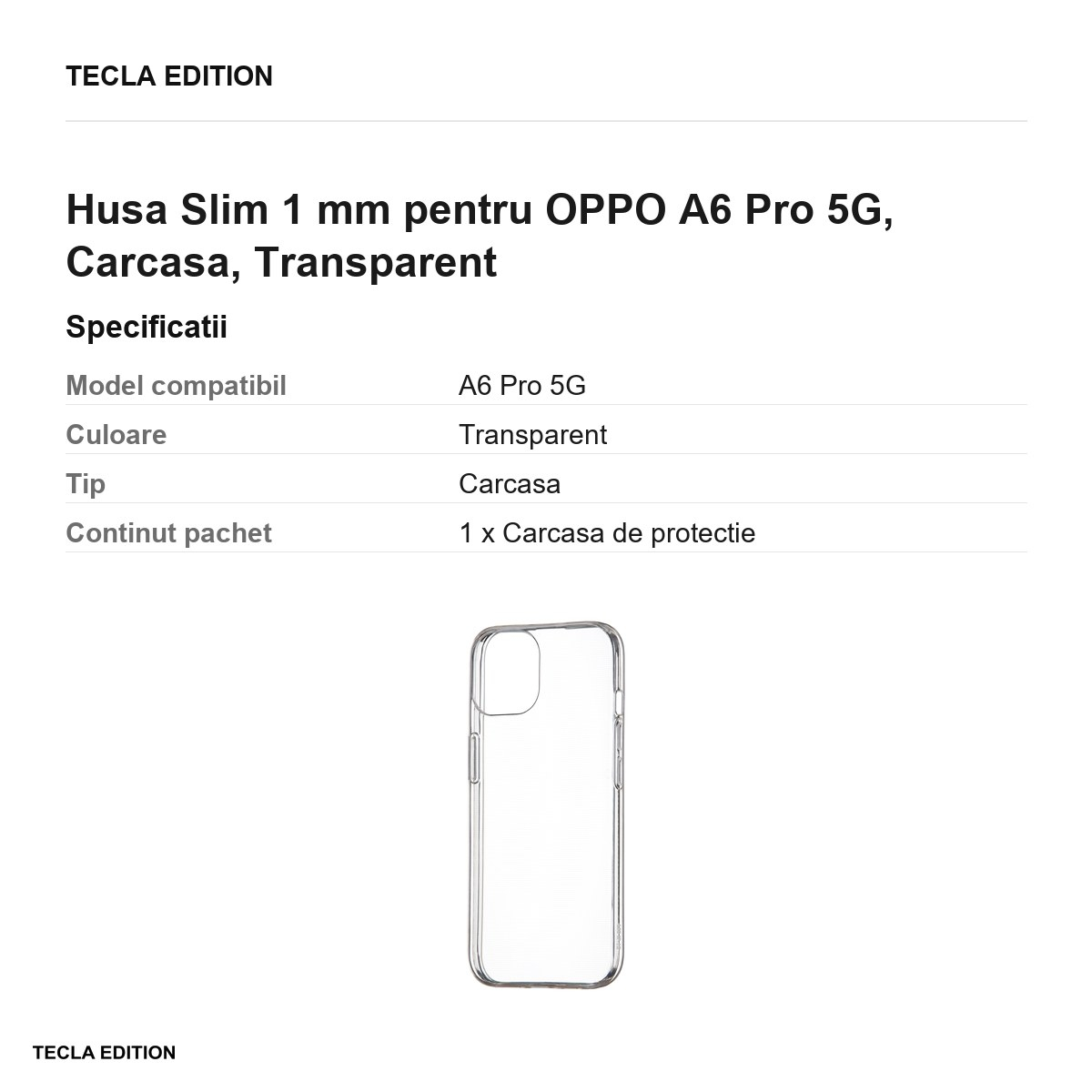 Husa Slim 1 mm pentru OPPO A6 Pro 5G, Carcasa, Transparent [3]