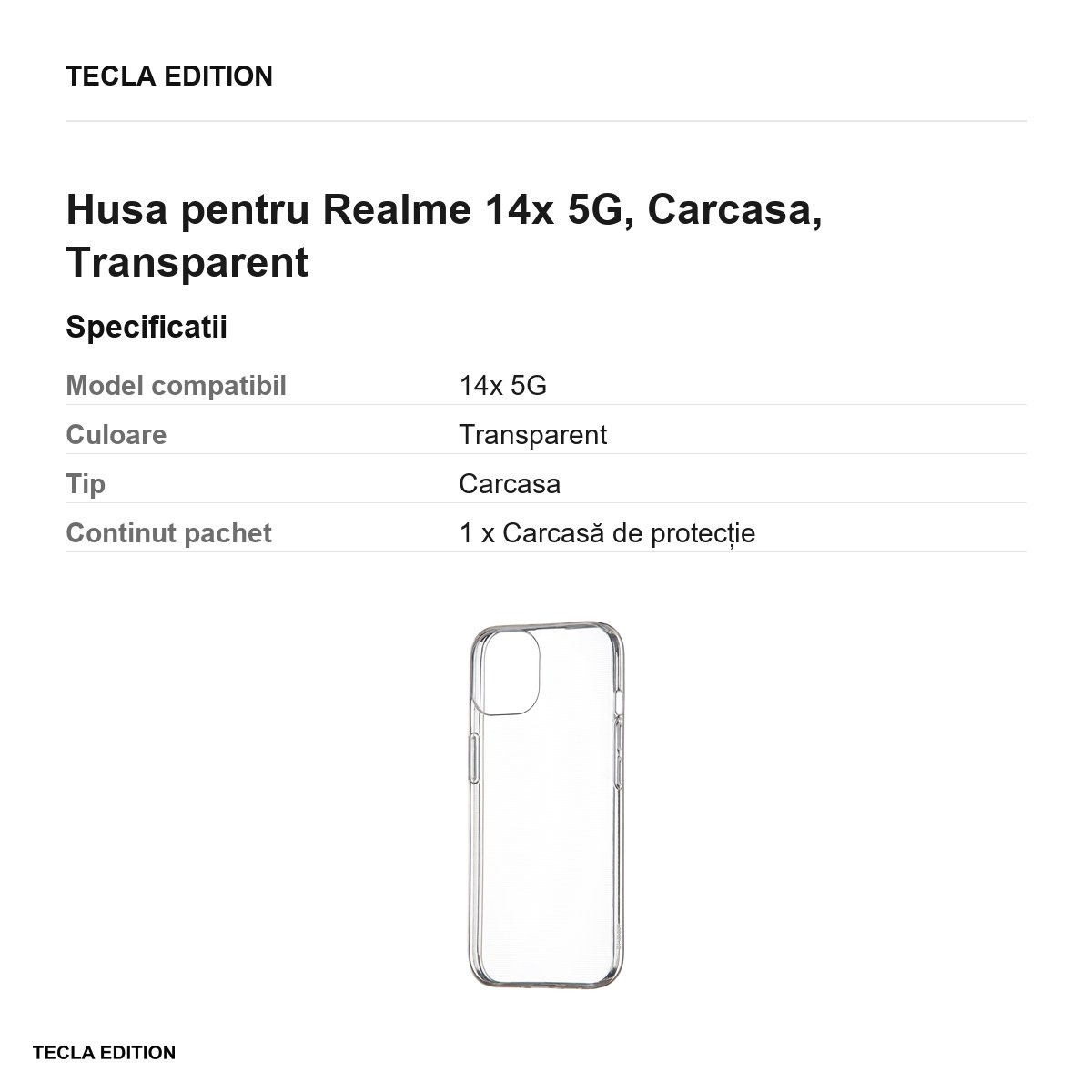 Husa Slim 1 mm pentru Realme 14x 5G, Carcasa, Transparent [3]