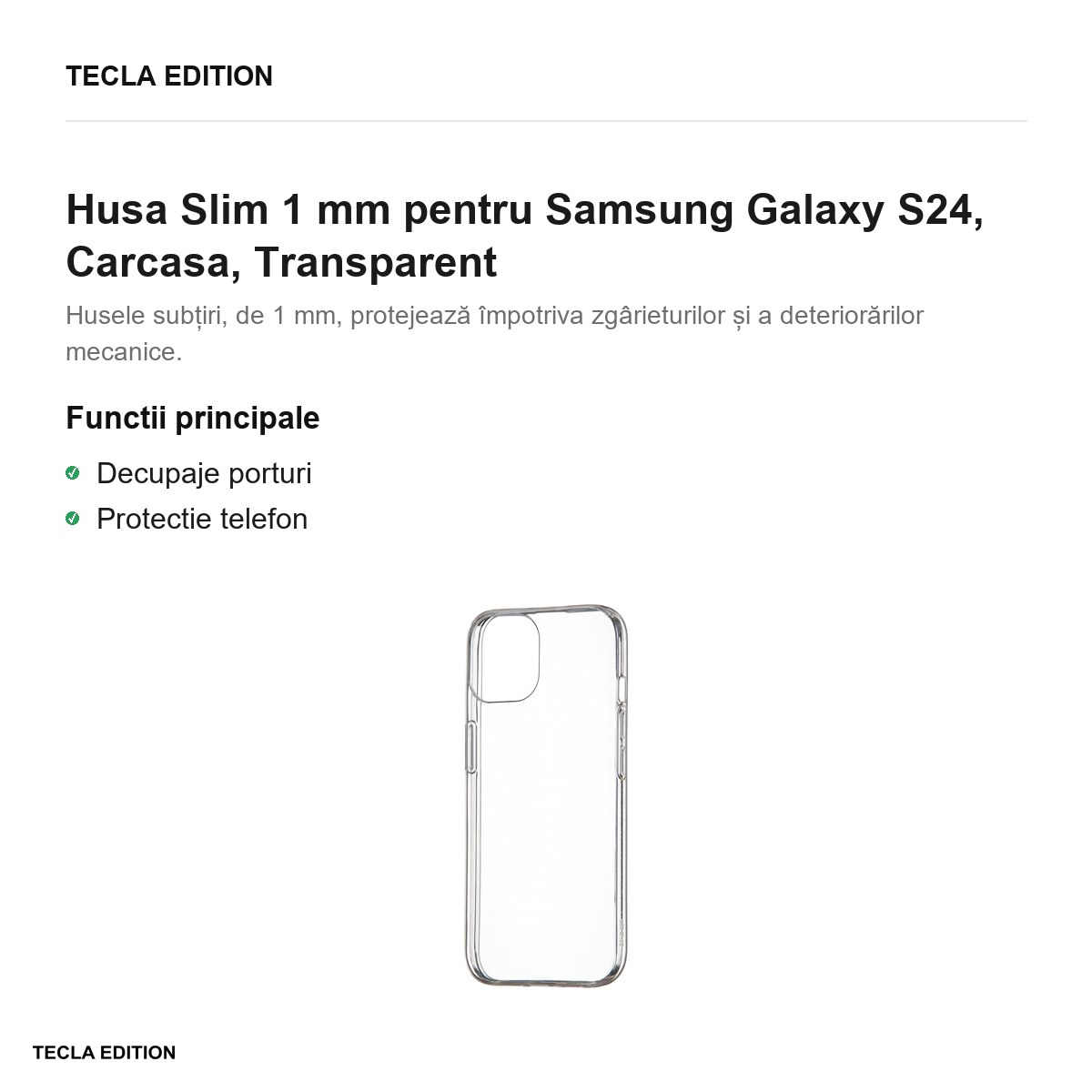 Husa Slim 1 mm pentru Samsung Galaxy S24, Carcasa, Transparent [2]