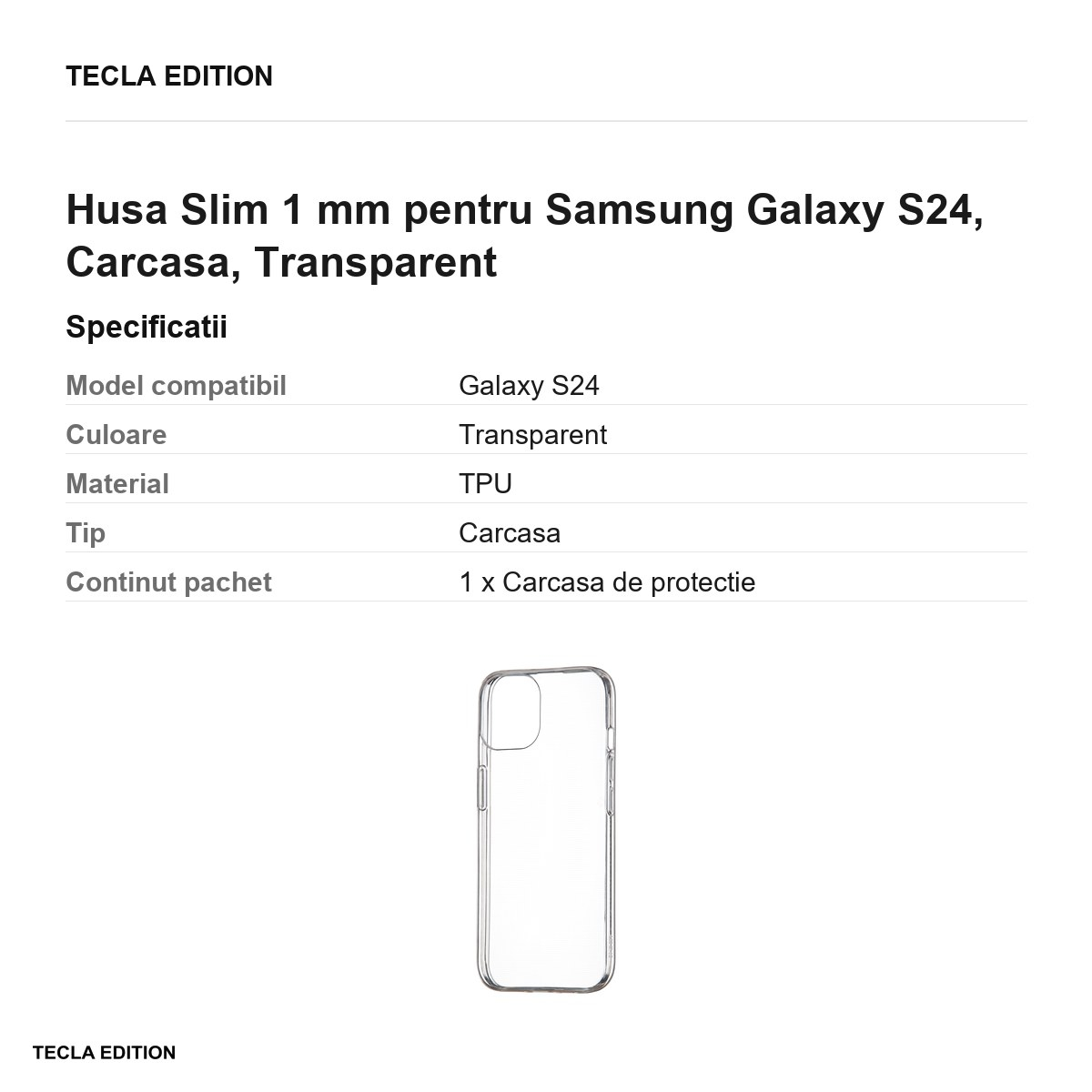 Husa Slim 1 mm pentru Samsung Galaxy S24, Carcasa, Transparent [3]