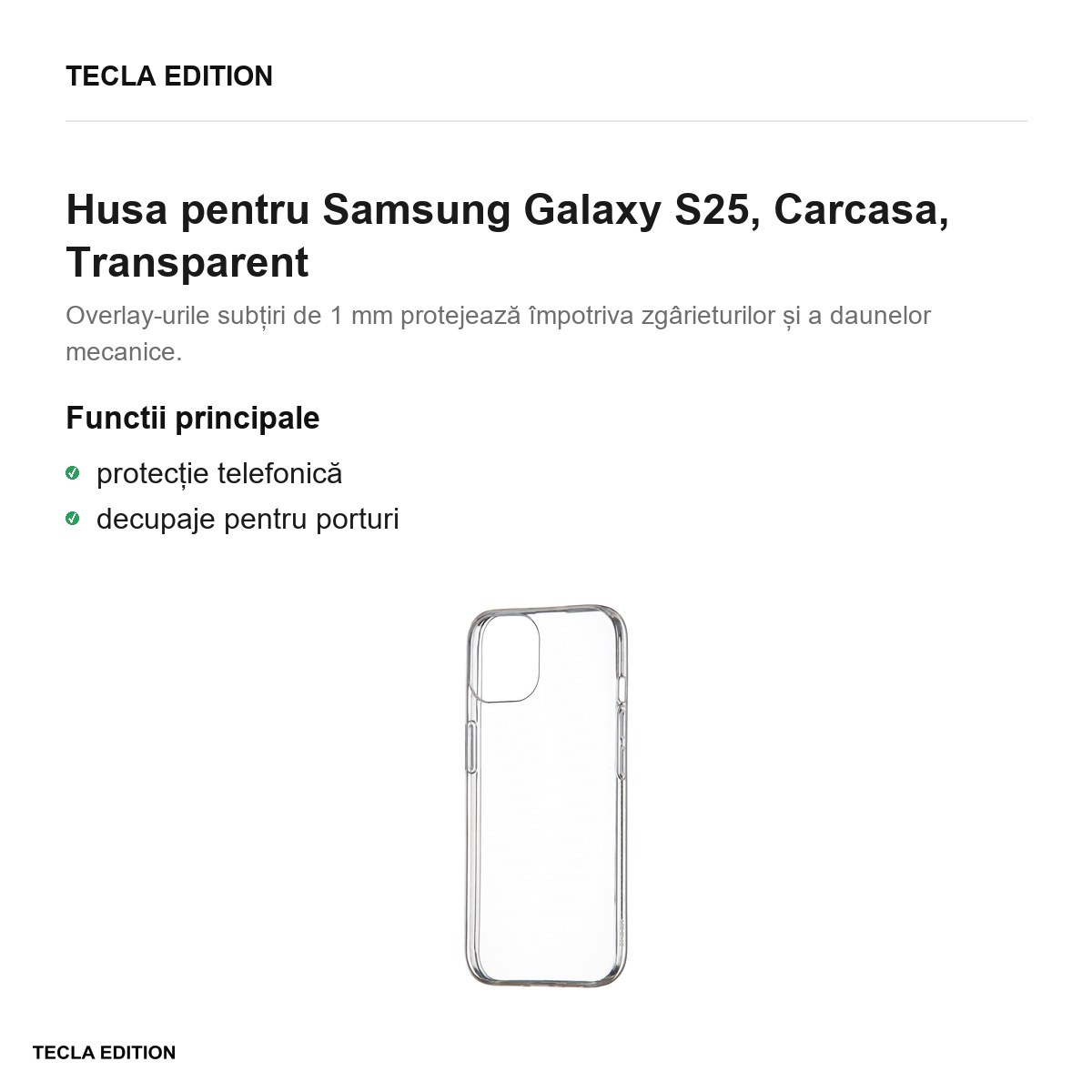 Husa Slim 1 mm pentru Samsung Galaxy S25, Carcasa, Transparent [2]