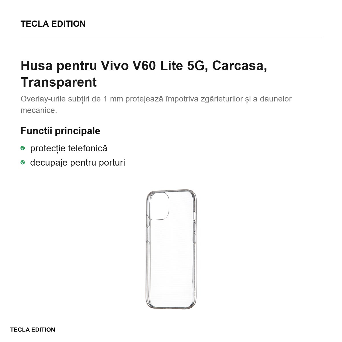 Husa Slim 1 mm pentru Vivo V60 Lite 5G, Carcasa, Transparent [2]