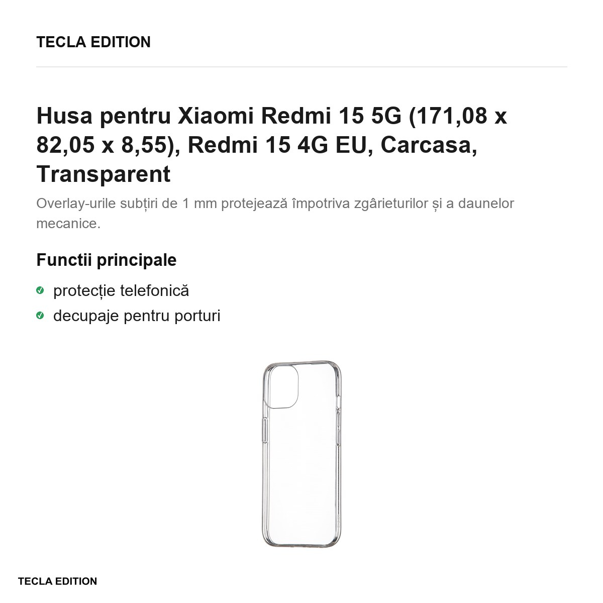 Husa Slim 1 mm pentru Xiaomi Redmi 15 5G, Redmi 15 4G EU, Carcasa, Transparent [2]