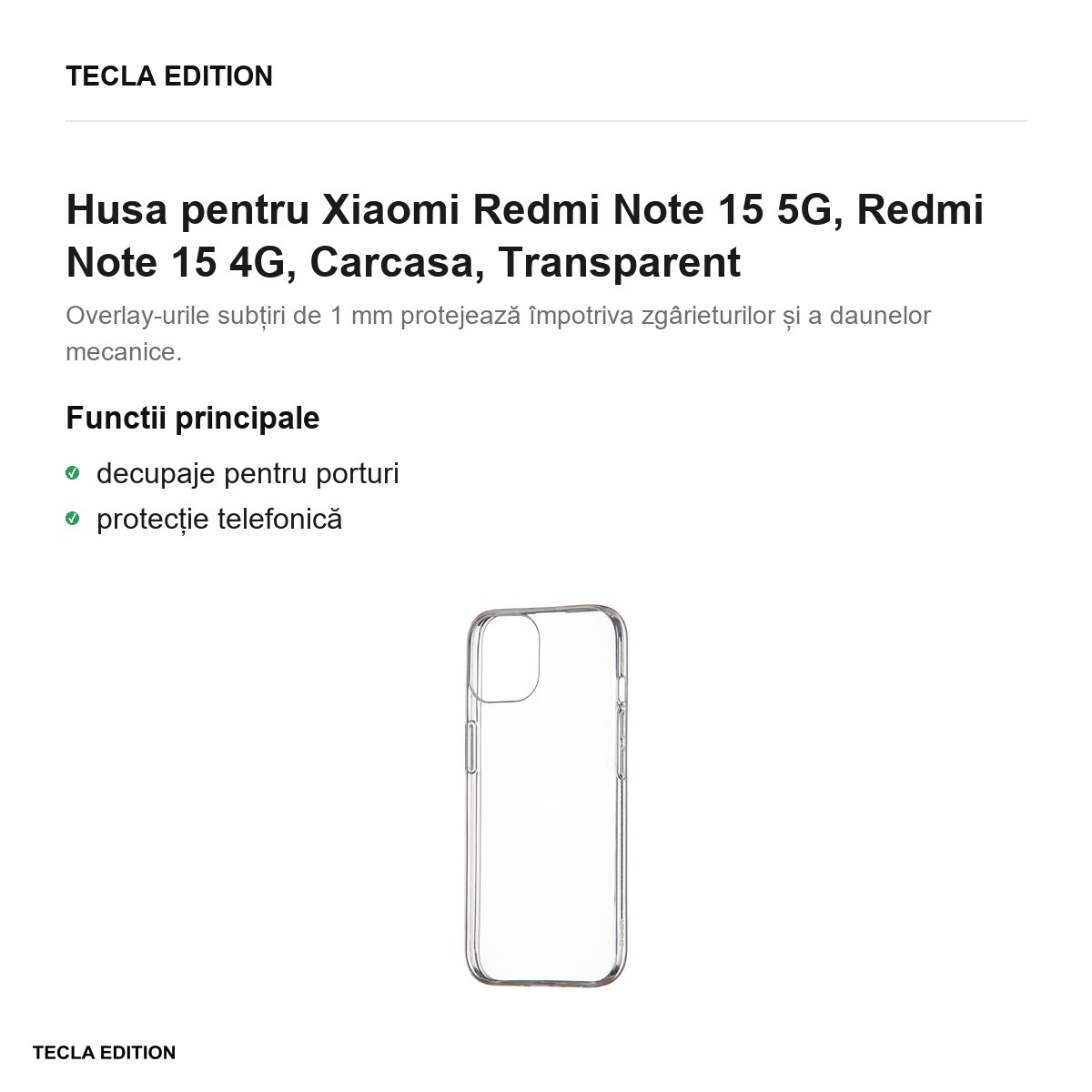 Husa Slim 1 mm pentru Xiaomi Redmi Note 15 5G, Redmi Note 15 4G, Carcasa, Transparent [2]