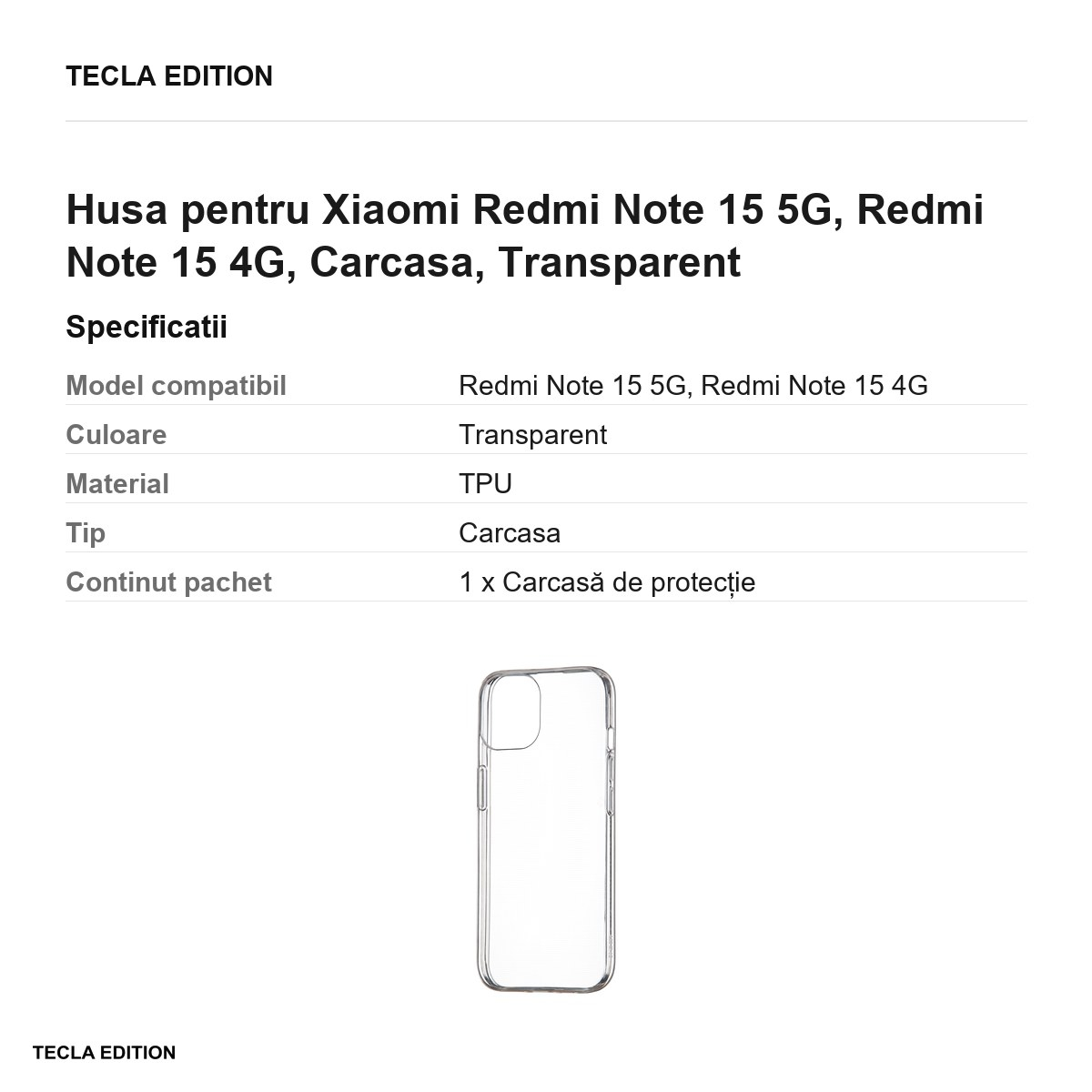 Husa Slim 1 mm pentru Xiaomi Redmi Note 15 5G, Redmi Note 15 4G, Carcasa, Transparent [3]