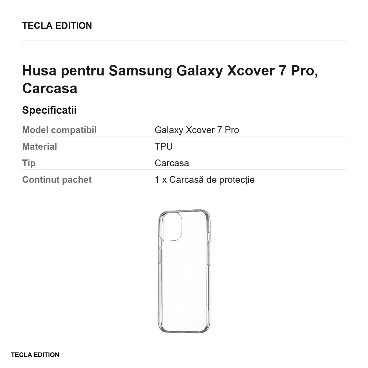 Husa Slim 1 mm Xcover pentru Samsung Galaxy Xcover 7 Pro, Carcasa, Transparent [3]