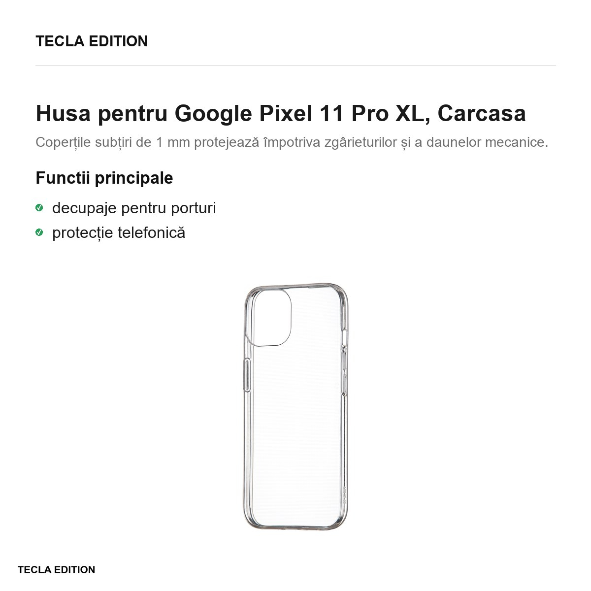 Husa Slim 1 mm XL pentru Google Pixel 11 Pro XL, Carcasa, Transparent [2]