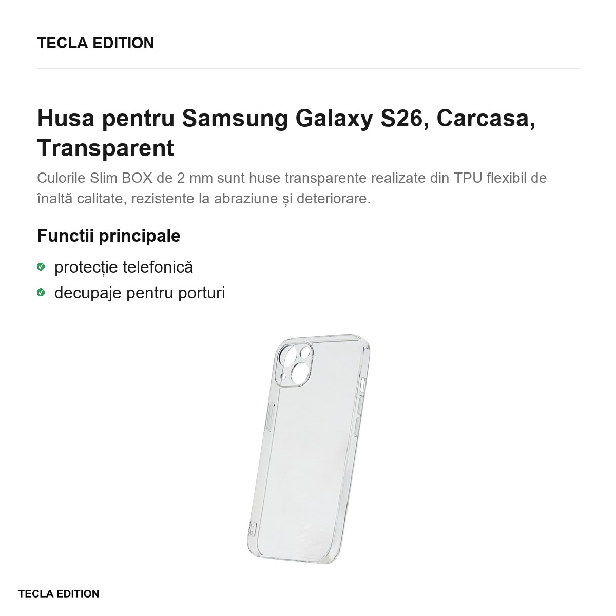 Husa Slim 2 mm Box pentru Samsung Galaxy S26, Carcasa, Transparent [2]