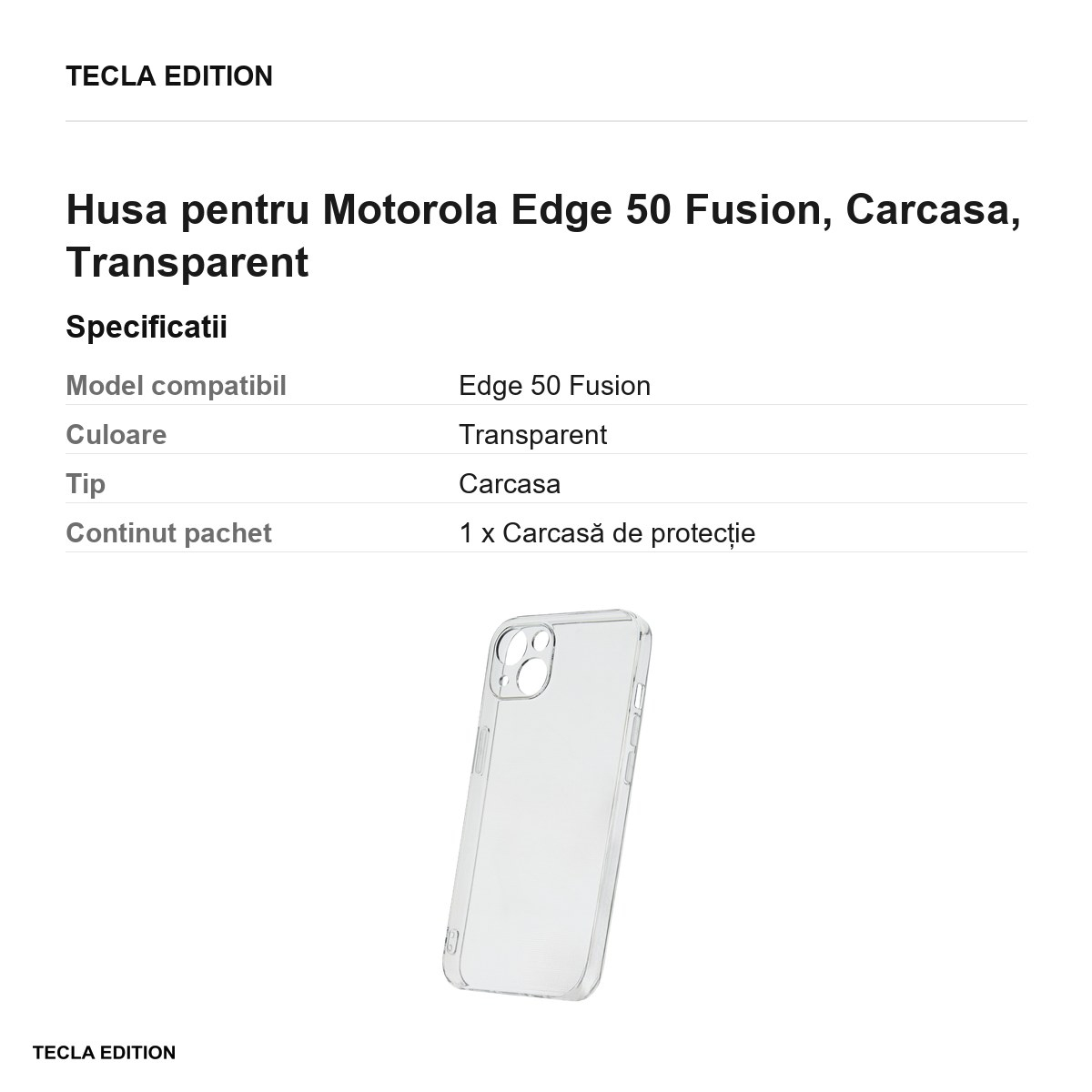 Husa Slim 2 mm Fusion pentru Motorola Edge 50 Fusion, Carcasa, Transparent [3]