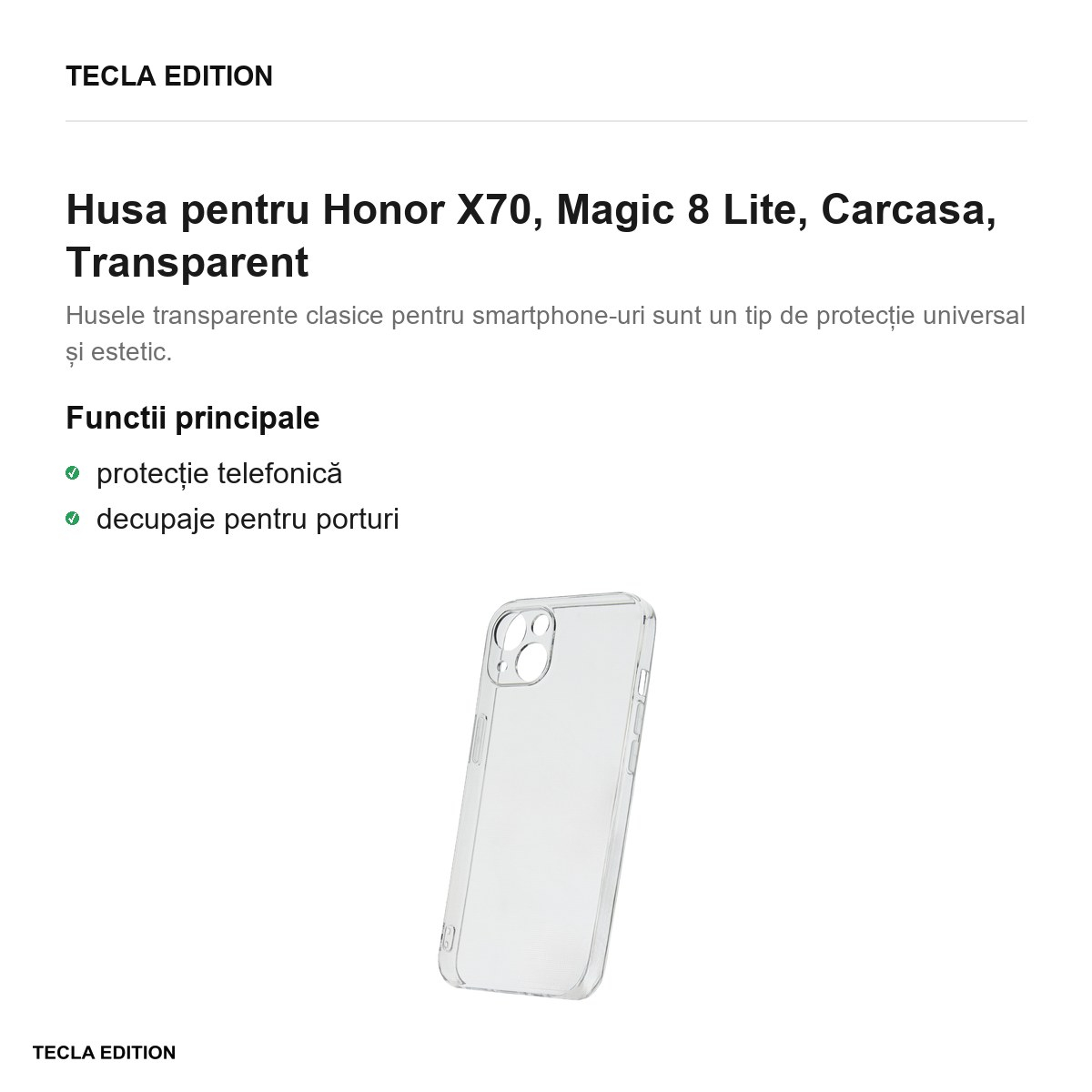 Husa Slim 2 mm pentru Honor X70, Magic 8 Lite, Carcasa, Transparent [2]