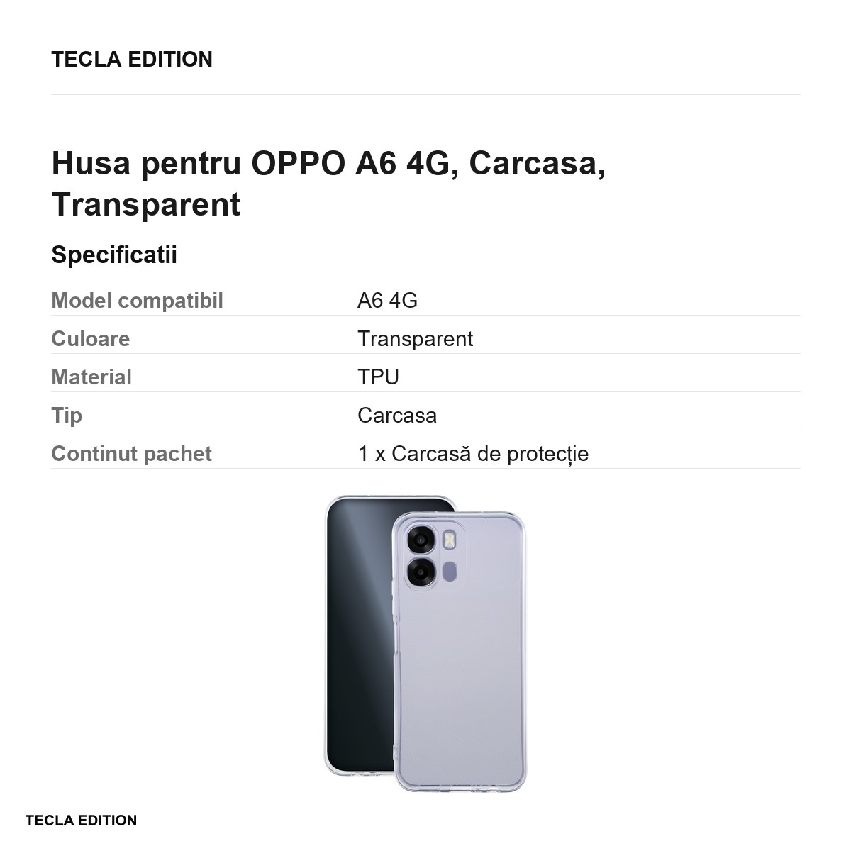 Husa Slim 2 mm pentru OPPO A6 4G, Carcasa, Transparent [3]