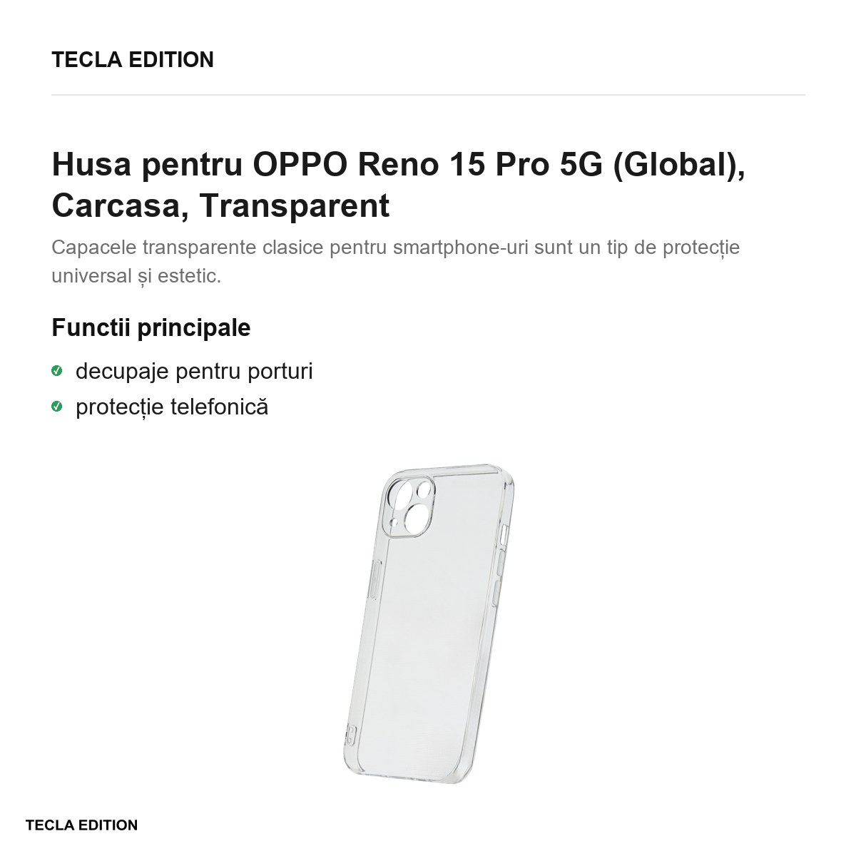 Husa Slim 2 mm pentru OPPO Reno 15 Pro 5G (Global), Carcasa, Transparent [2]